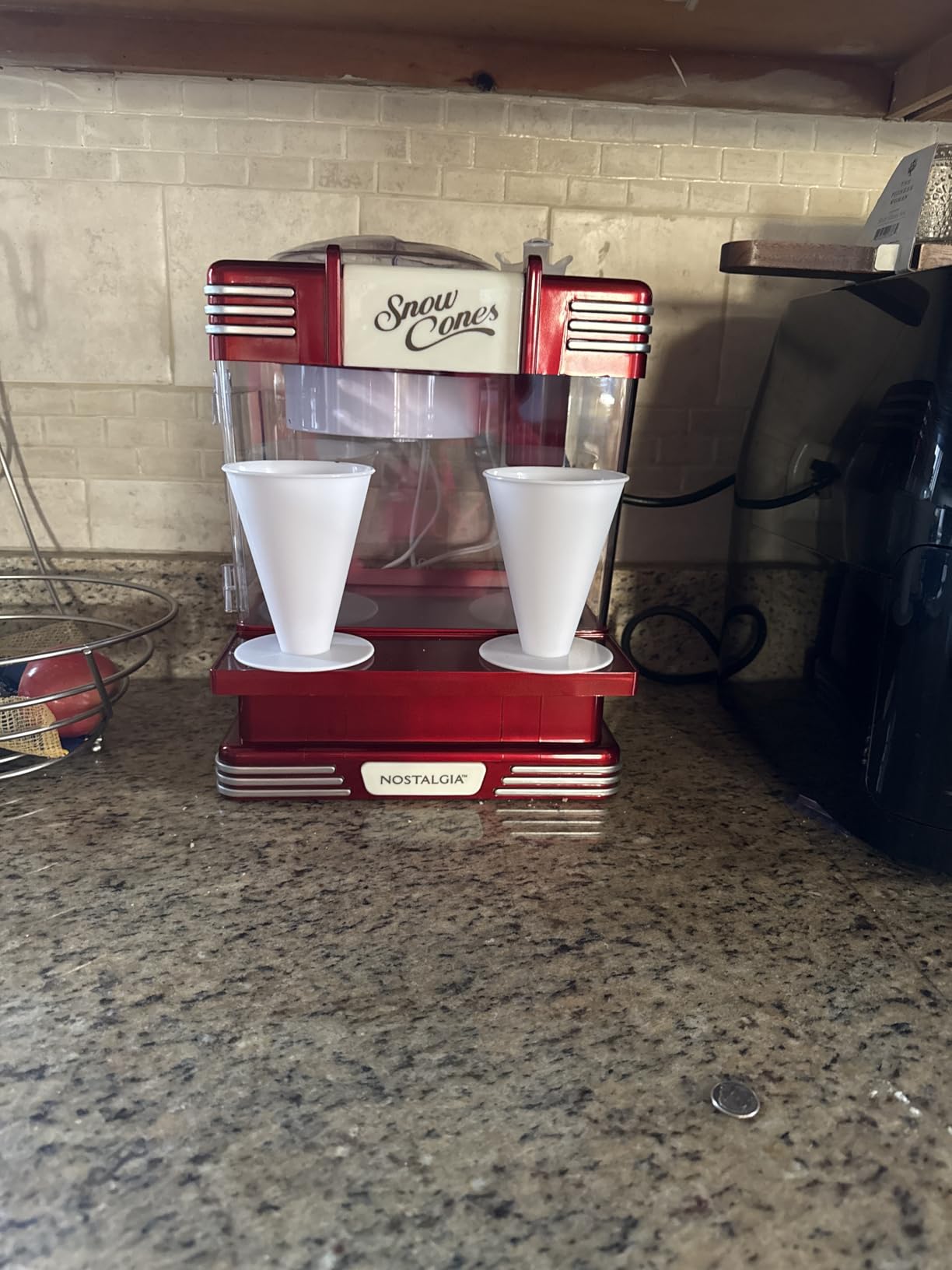 Nostalgia Snow Cone Shaved Ice Machine - Retro Table-Top Slushie Machine Makes 20 Icy Treats - Includes 2 Reusable Plastic Cups & Ice Scoop customer photo 1