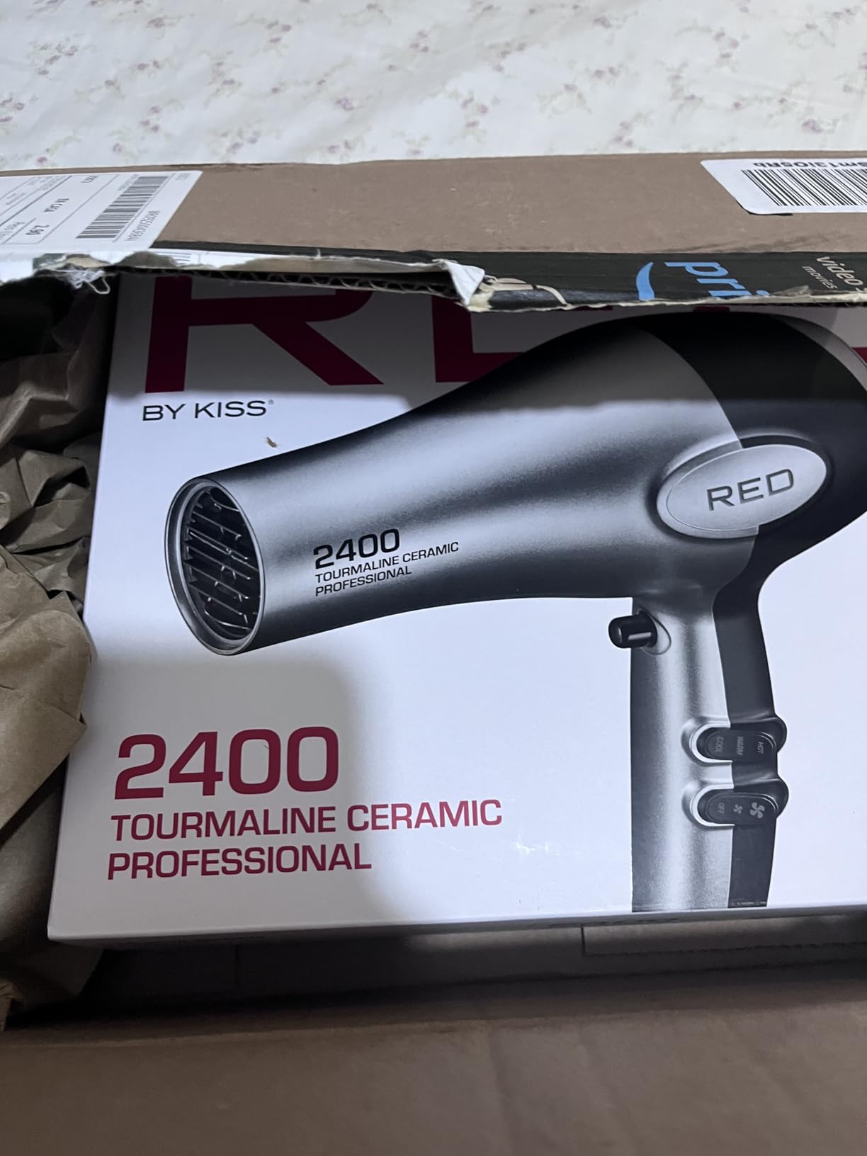 RED by Kiss Hair Dryer 2400 Tourmaline Ceramic Technology, Professional Blow Dryer, Maximum Shine, Fast Drying, Adjustable Settings, 3 Attachments, Salon Quality customer photo 1