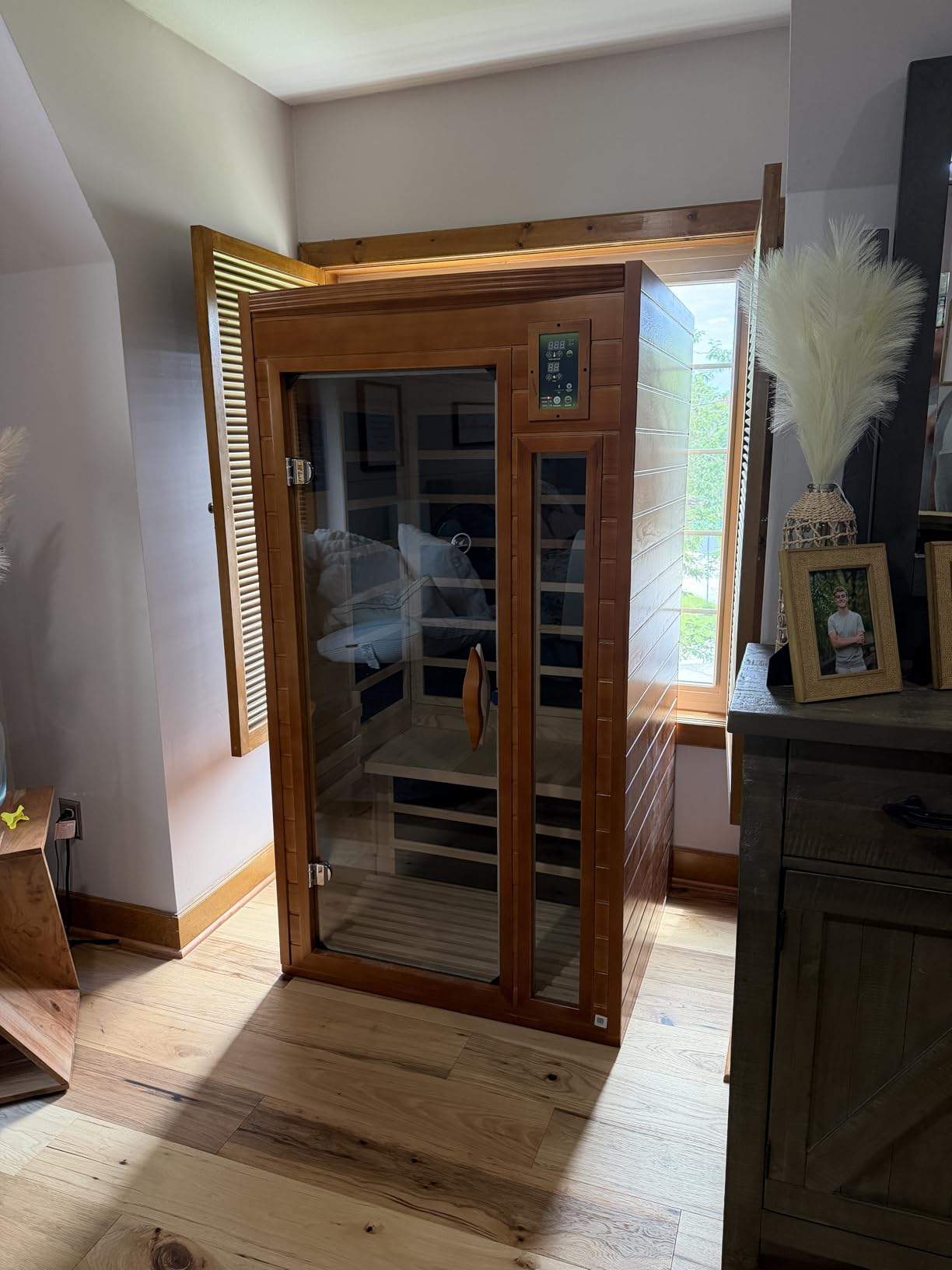 DYNAMIC SAUNAS Barcelona 1- to 2-Person Low EMF FAR Infrared Sauna with Red Light Therapy & Bluetooth Speakers | Personal Indoor Dry Heat Sauna for Home & Gym - Made from Canadian Hemlock customer photo 1