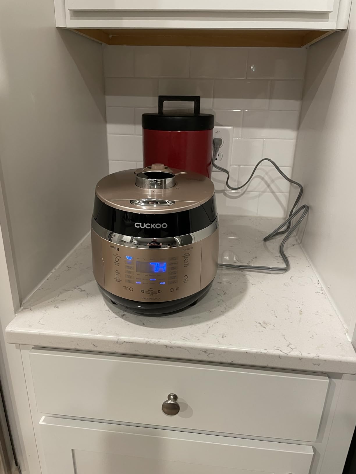 CUCKOO High Pressure Rice Cooker 3-Cup Uncooked / 6-Cup Cooked with Induction Heating Technology, Small Rice Maker with 16 Menu Options and Steam Plate, Voice Guide, Gold (CRP-EHSS0309F) customer photo 1