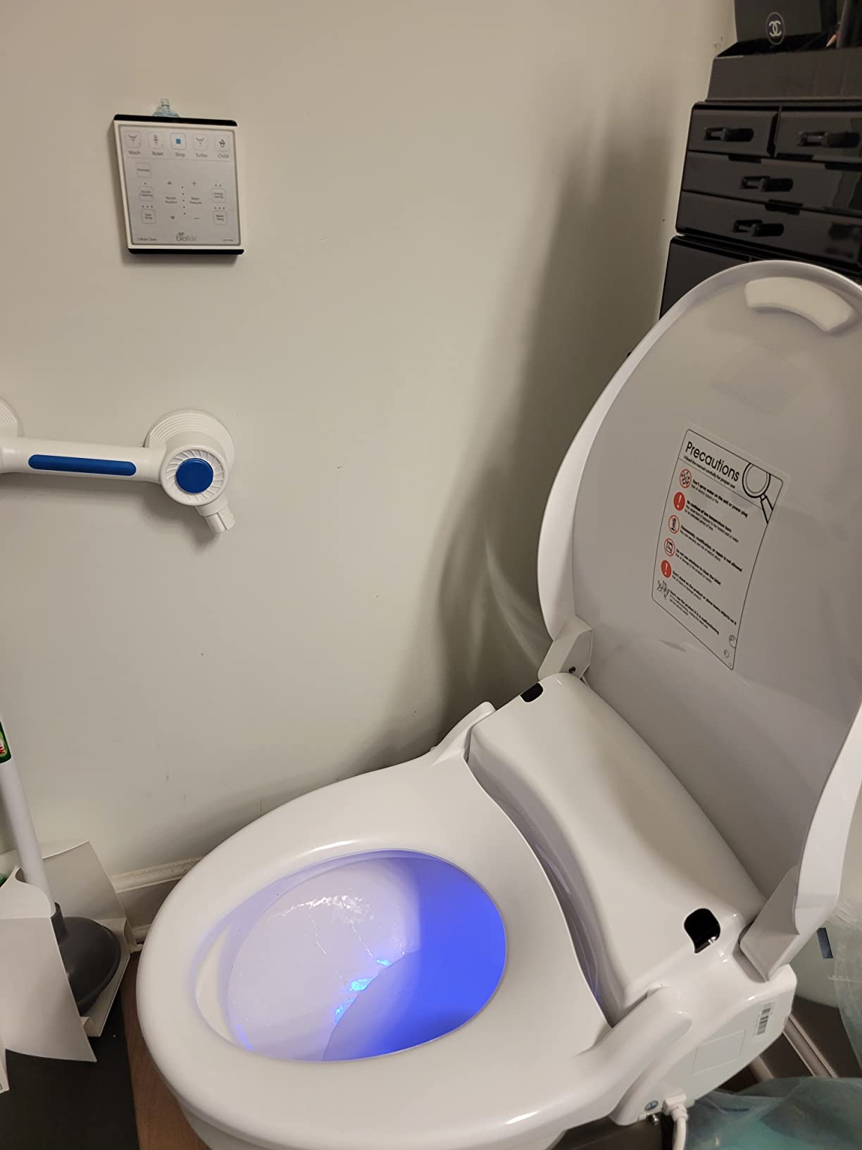 Slim Two Electric Bidet Toilet Seat Round, Warm Water, Heated Seat, Night Light, Front and Rear Wash, Wireless Remote Control, White customer photo 1