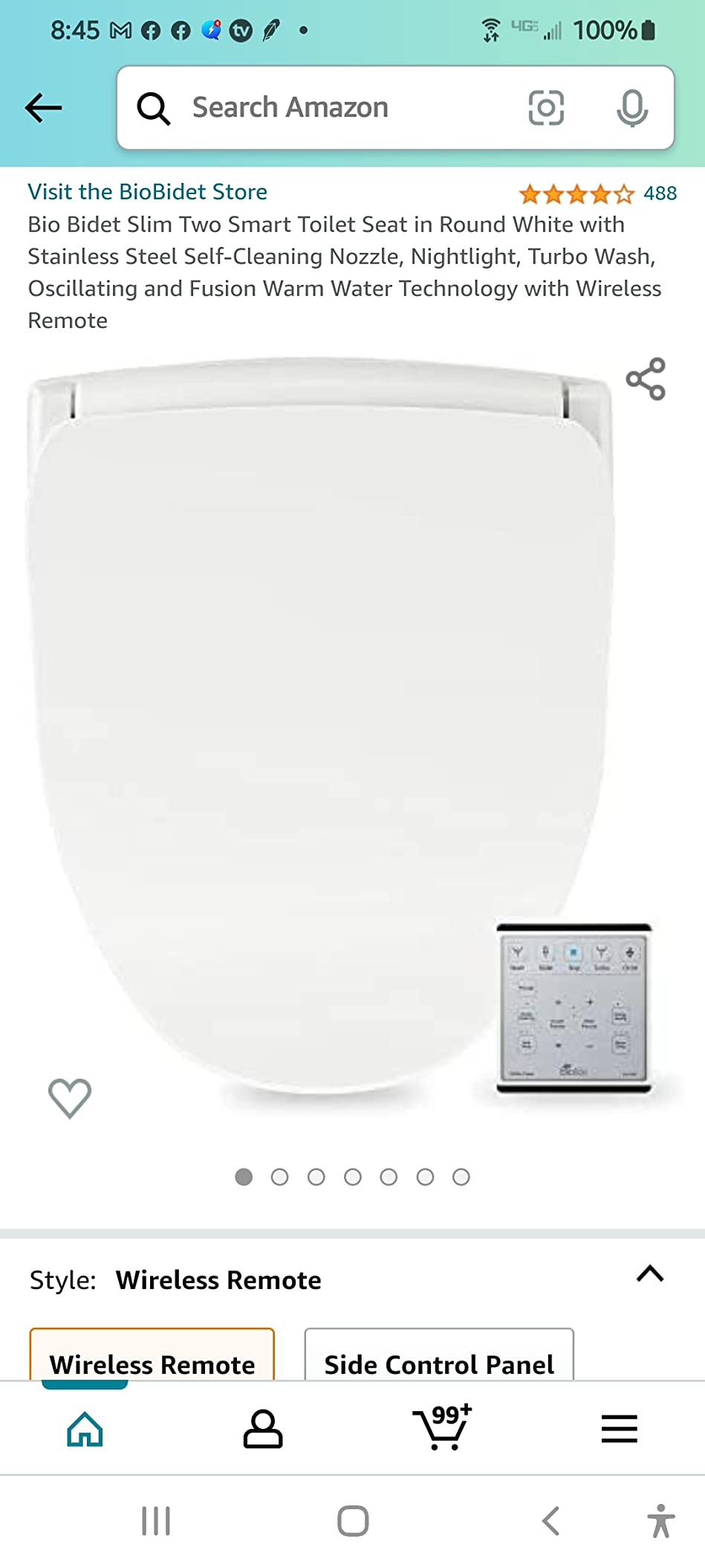 Slim Two Electric Bidet Toilet Seat Round, Warm Water, Heated Seat, Night Light, Front and Rear Wash, Wireless Remote Control, White customer photo 2