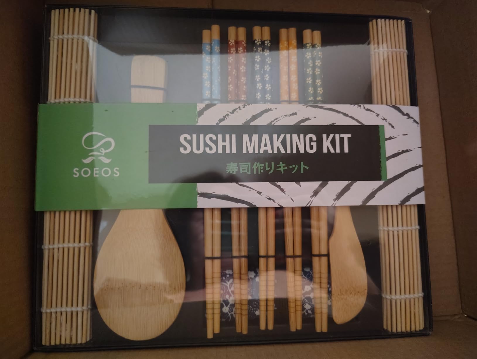 Soeos Beginner Sushi Making Kit, 10 Piece Bamboo Sushi Kit with 2 Bamboo Rolling Mats, 5 Pairs Chopsticks, Paddle, and Spreader, All Natural, Sushi Making Kit Gift Set, Sushi Maker Kit, Sushi Maker. customer photo 1