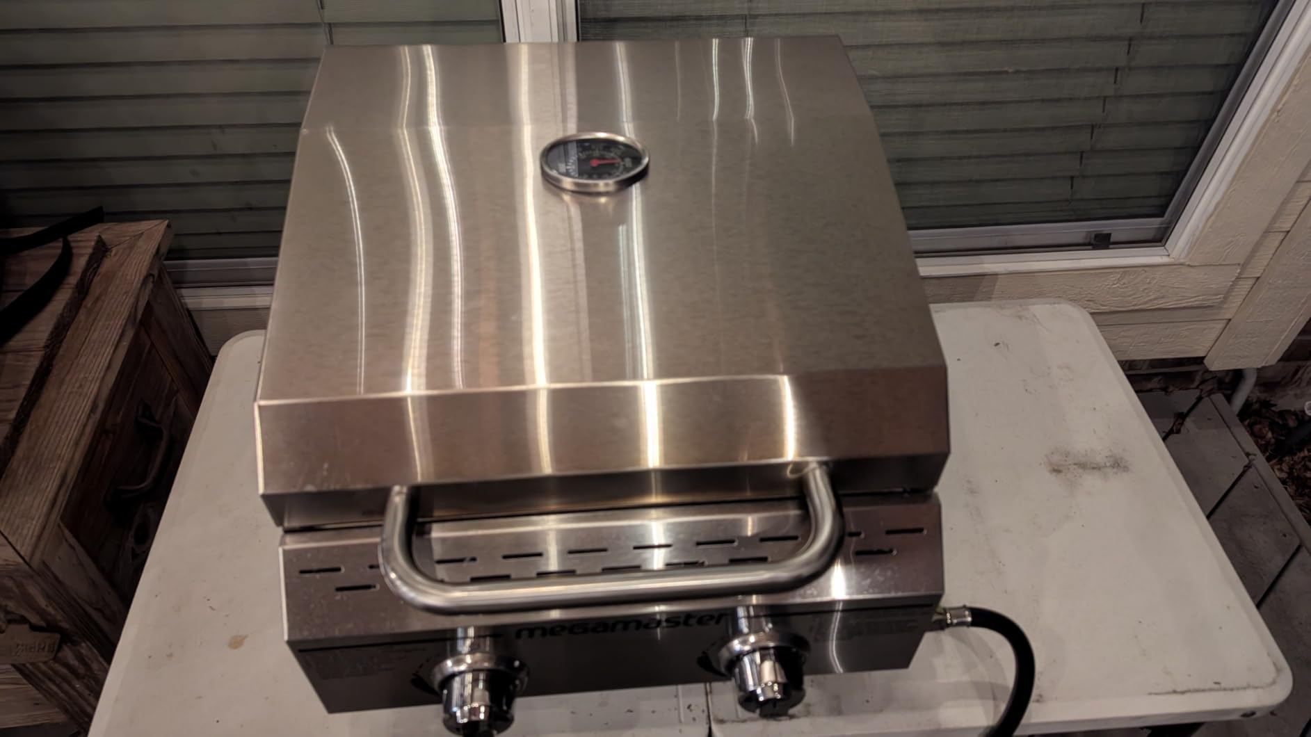Megamaster Tabletop 2 Burner Gas Grill, Stainless Steel with Foldable Legs, 16000 BTU customer photo 1