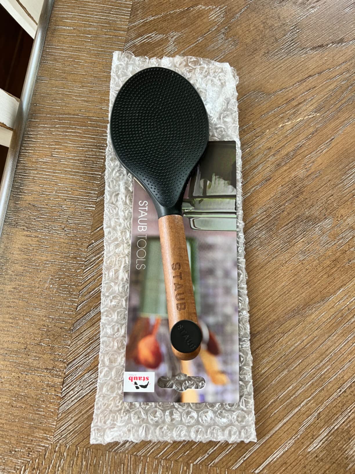 STAUB Rice Spoon, Perfect for Keeping Rice Fluffy While Scooping and Serving, Durable BPA-Free Matte Black Silicone, Acacia Wood Handles, Safe for Nonstick Cooking Surfaces, 8.75 x 3 x 0.75 inches customer photo 2