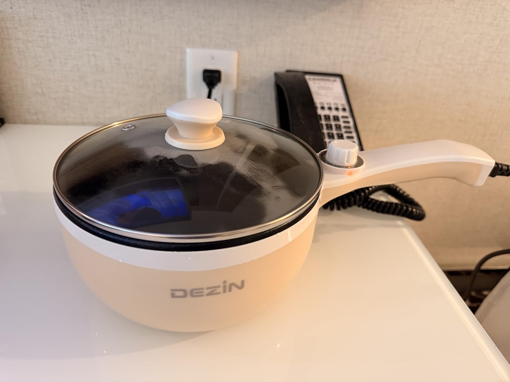 Dezin Hot Pot Electric Upgraded, Non-Stick Sauté Pan, Rapid Noodles Electric Pot, 1.5L Mini Portable Hot Pot for Steak, Egg, Fried Rice, Ramen, Oatmeal, Soup with Power Adjustment customer photo 1