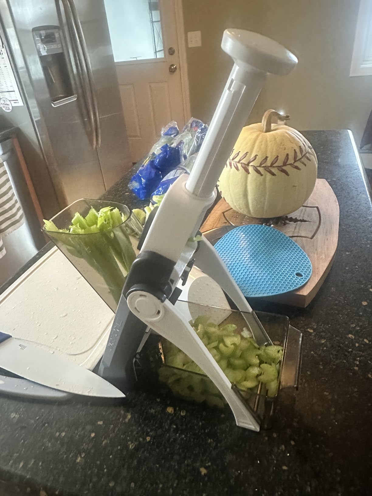 ONCE FOR ALL Safe Mandoline Slicer 5 in 1 Vegetable Chopper Food Potato Cutter, Strips Julienne Dicer Adjustable Thickness 0.1-8 mm Kitchen Chopping Artifact Fast Meal Prep (Gray) customer photo 2