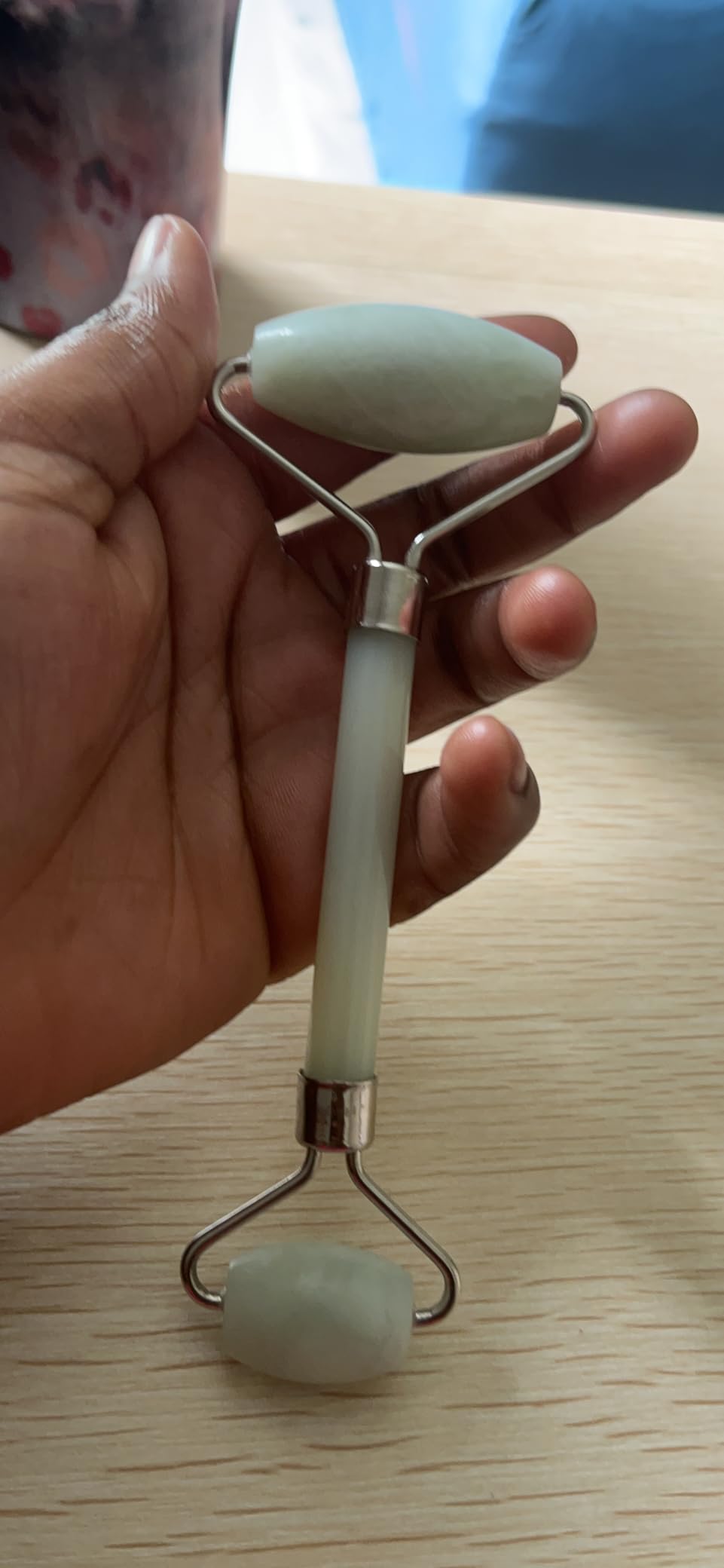 Plum Beauty Jade Roller - Face Roller, Gua Sha Facial Tools, Pack of 1 | Facial Roller for Wrinkles and Lifting, Eye Roller for Puffy Eyes, Supports Lymphatic Drainage Massage. customer photo 1
