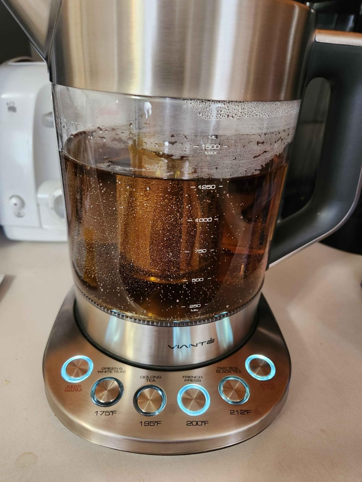 Viante Alba Electric Tea Kettle With Infuser, No Plastic, 1.5L customer photo 1