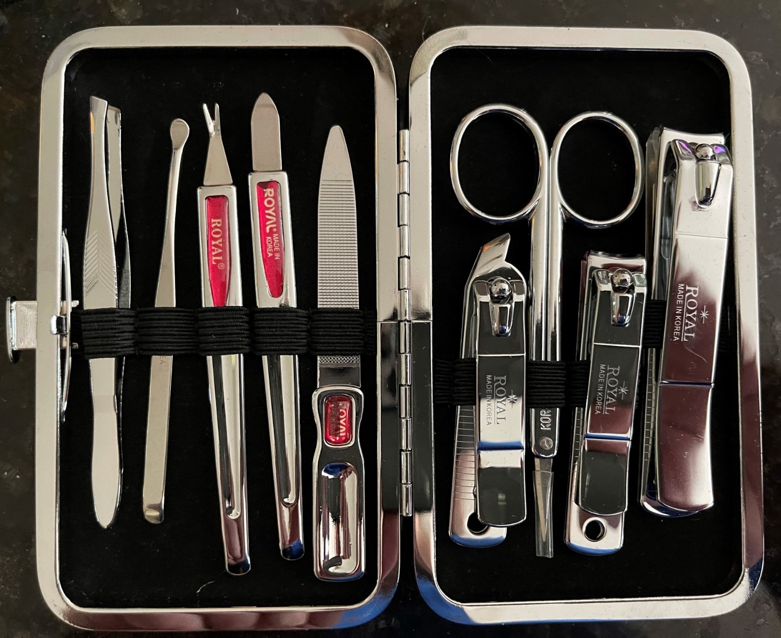 [Made in Korea] ROYAL 5 Pcs Compact Nail Clippers Set - Nail Clipper, Cuticle Remover, Nail File, Mini tweezer, Safety Scissors with Portable case customer photo 1