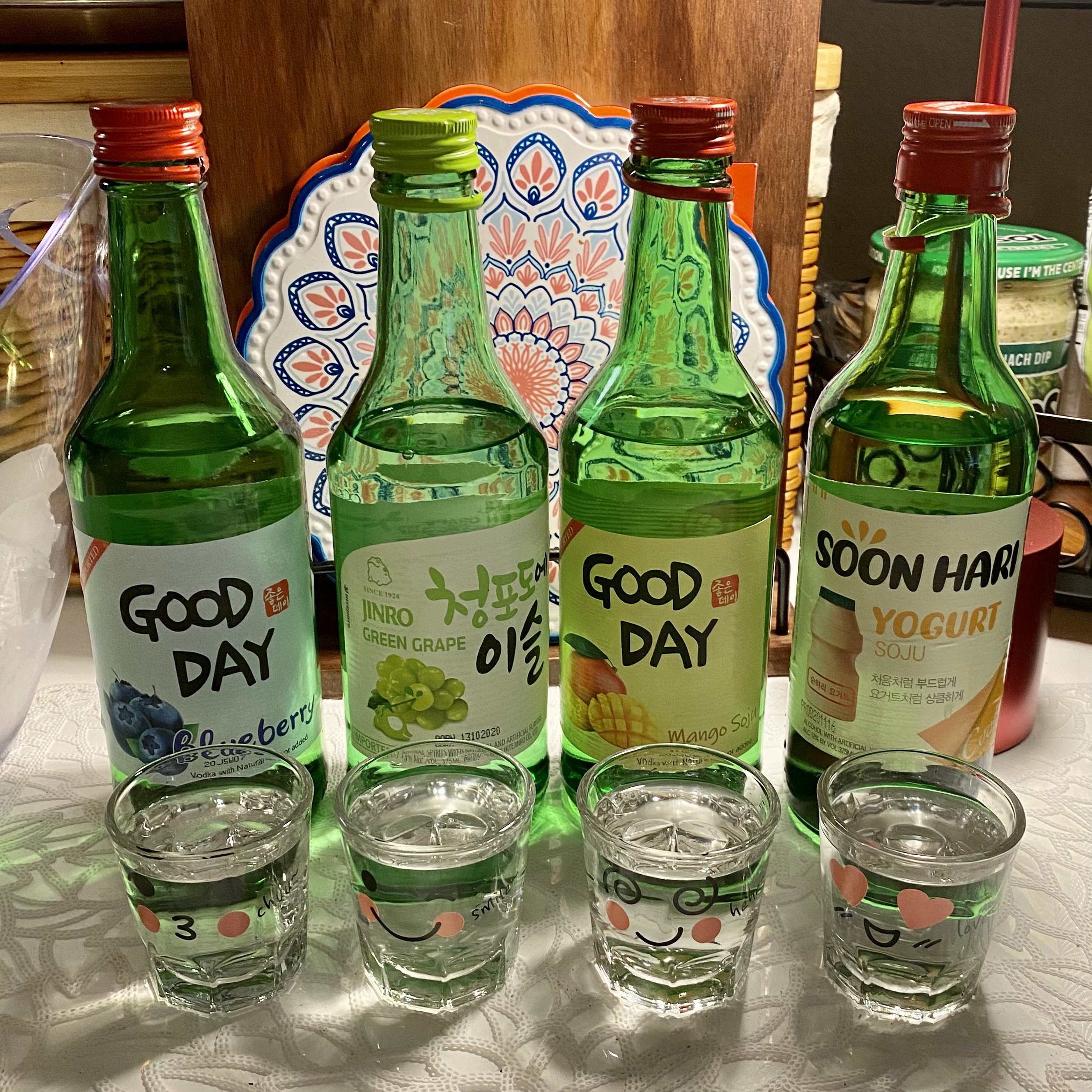 LENITH Korean Soju Shot Glasses Sets, 1.7 oz, Character Clear Glass, Heart Shaped Glass for Whiskey, Tequila and Liquor (Characters) customer photo 1