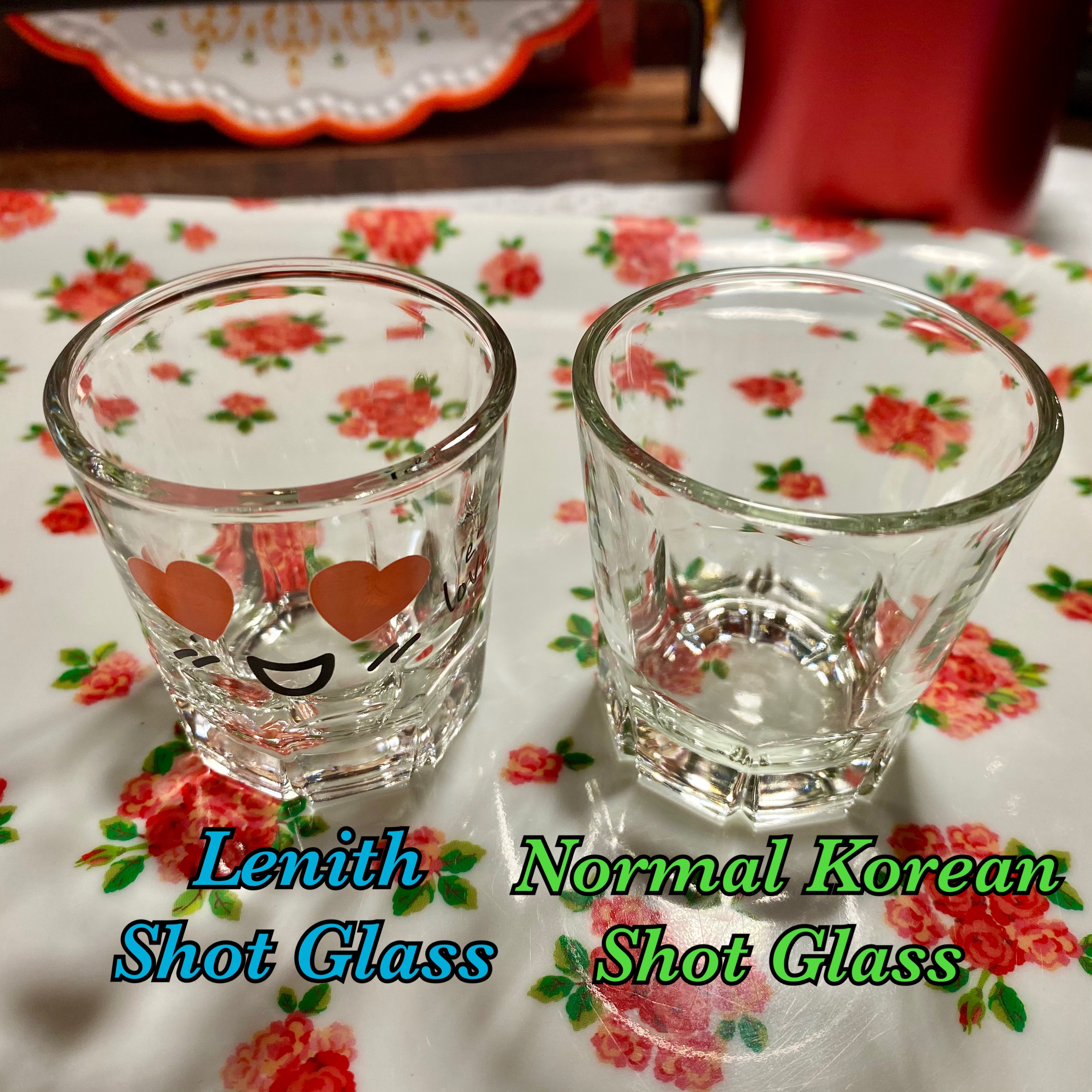 LENITH Korean Soju Shot Glasses Sets, 1.7 oz, Character Clear Glass, Heart Shaped Glass for Whiskey, Tequila and Liquor (Characters) customer photo 2