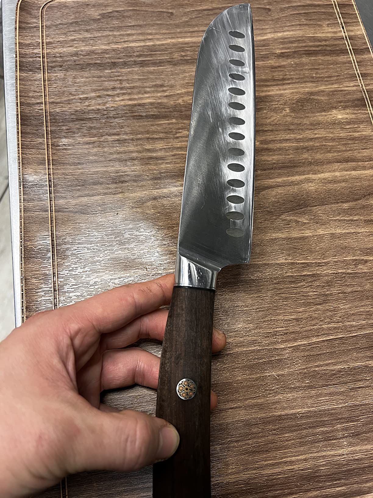 7 Inch Santoku Knife - Daimyo Series - Asian Knife Japanese Chef Knife with Ergonomic Rosewood Handle, & Mosaic Pin - Japanese Style 440C Stainless Steel Kitchen Knife with Sheath & Case customer photo 1