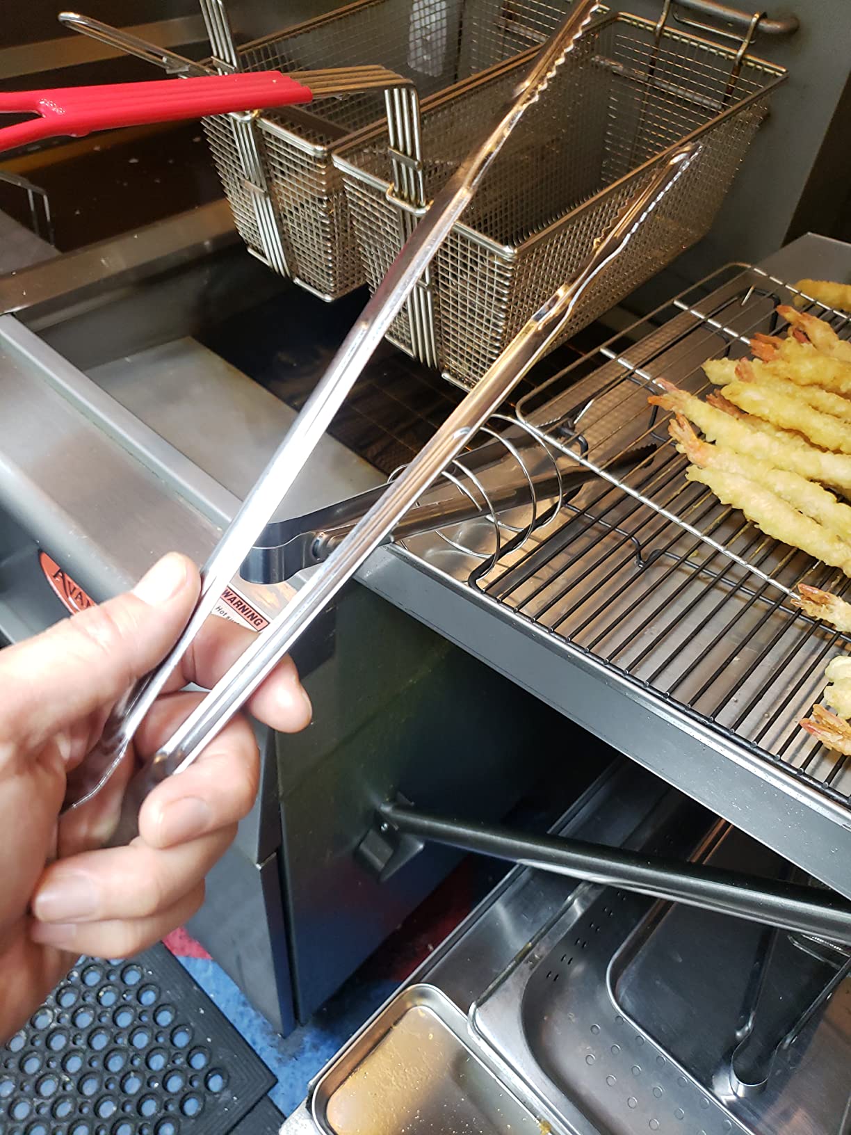 (Florian) Multi Proposal 10.04 Inch Tongs High strength stainless steel, Bounds Spring, Smooth Edge For food, BBQ, Bulgogi, Cooking, Outdoor, Korean Kitchen Gadget Tools, Utensils (Blue Large 2 Pcs) customer photo 1