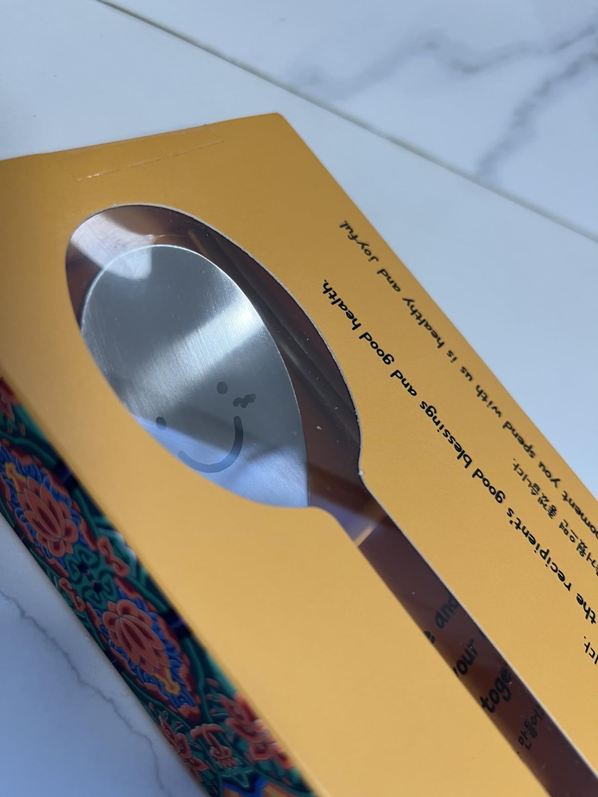 Korean Smiling Spoon and Chopsticks Set, Hangul Engraved Stainless Steel Tableware, Gift Ready Palace Inspired Box customer photo 1