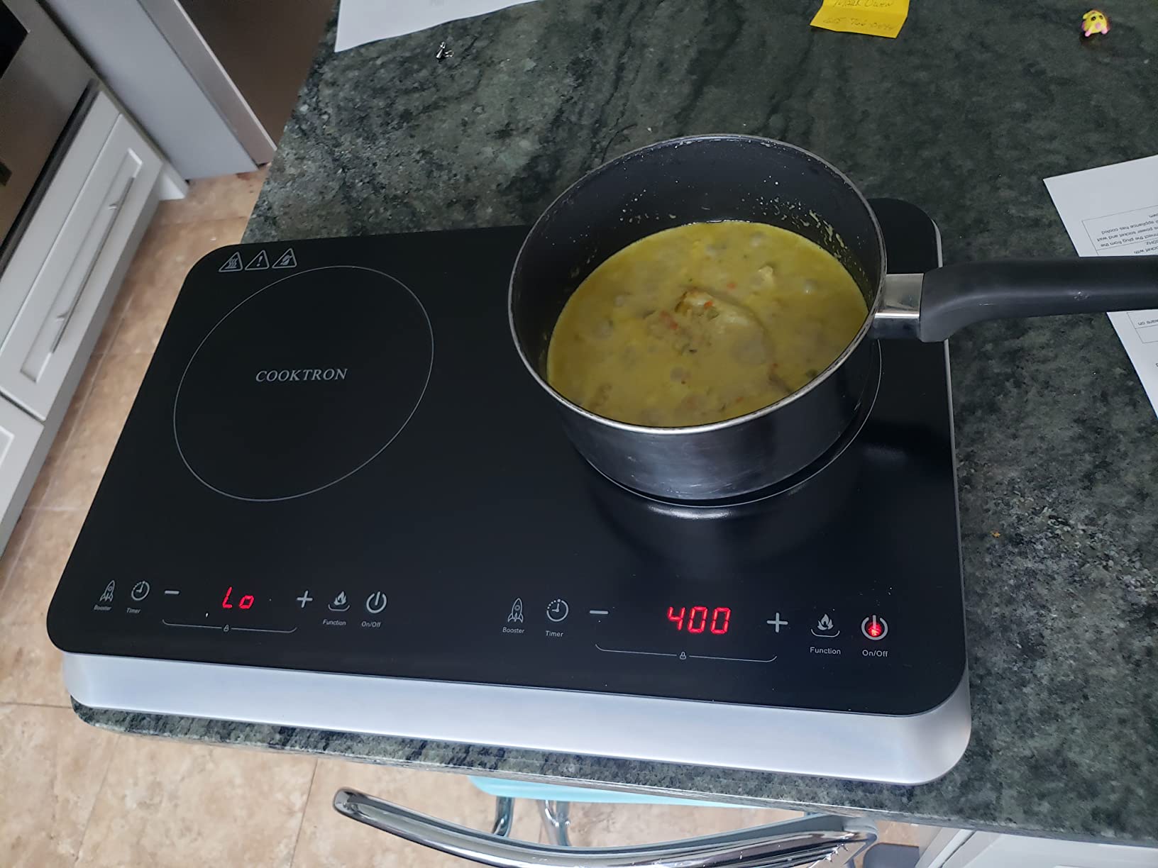 COOKTRON Double Induction Cooktop Burner with Fast Warm-Up Mode, 1800w 2 Burner with 10 Temperature 9 Power Settings, Portable Dual Induction Cooker Cooktop with Child Safety Lock & Time customer photo 2