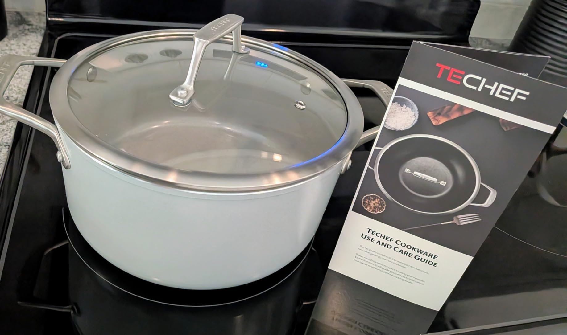 TECHEF - CeraTerra Ceramic Nonstick Square Griddle Pan (PTFE and PFOA Free Ceramic Exterior & Interior), Oven & Dishwasher Safe, Made in Korea, Grey/Silver customer photo 1