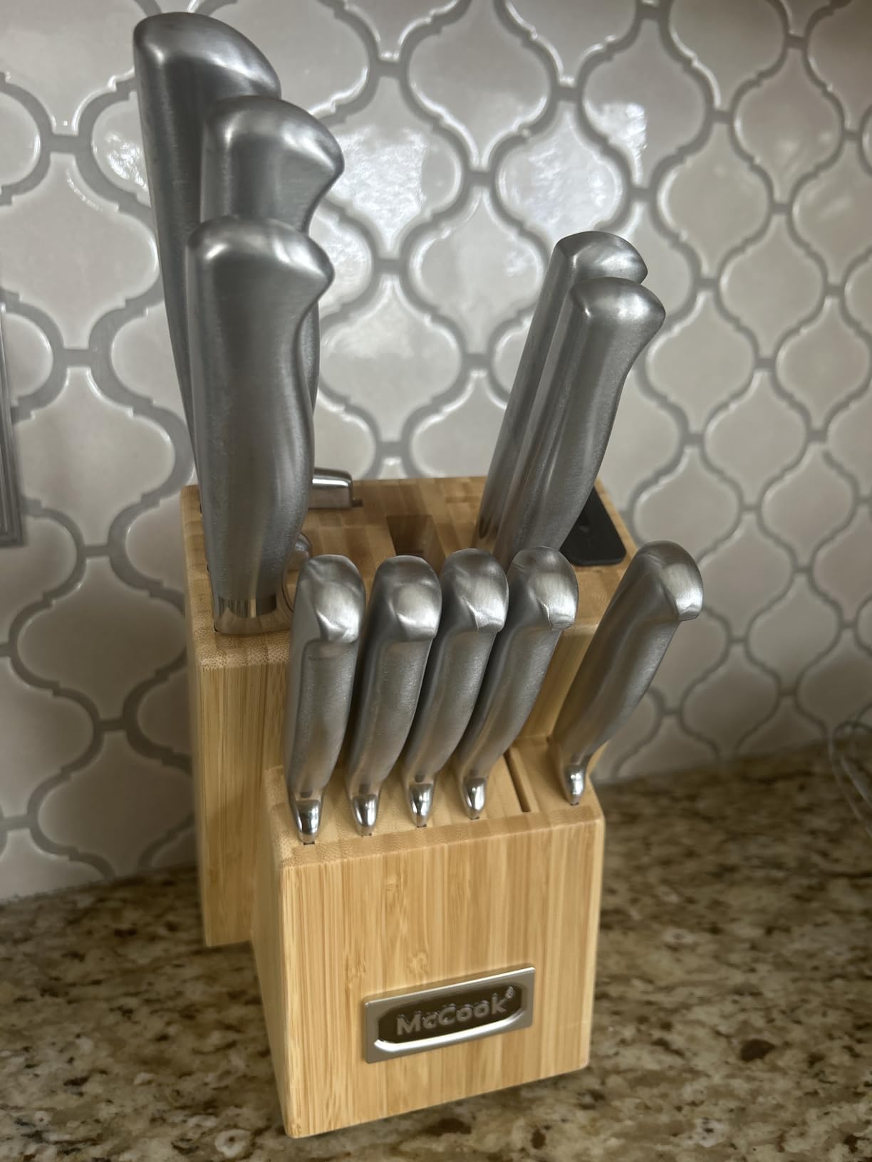 McCook Knife Sets, German Stainless Steel Knife Block Sets with Built-in Sharpener, 15 Piece Chef Knife and More, Razor Sharp, Restaurant Grade, Anti-Rust customer photo 2
