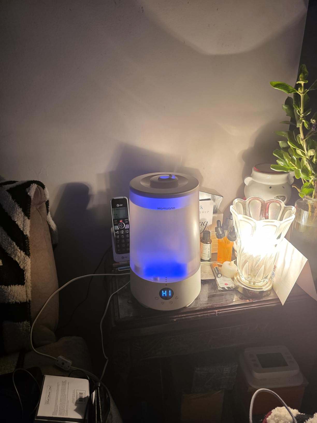 Homvana Humidifiers for Bedroom Home, 3.6 L Cool Mist Top-Fill 34H Super Long Time, Quiet 23dB, Baby Humidifier, Oil Diffuser for Large Room, House, Plant, Nursery, Office, BPA FREE, Ultrasonic (Grey) customer photo 1