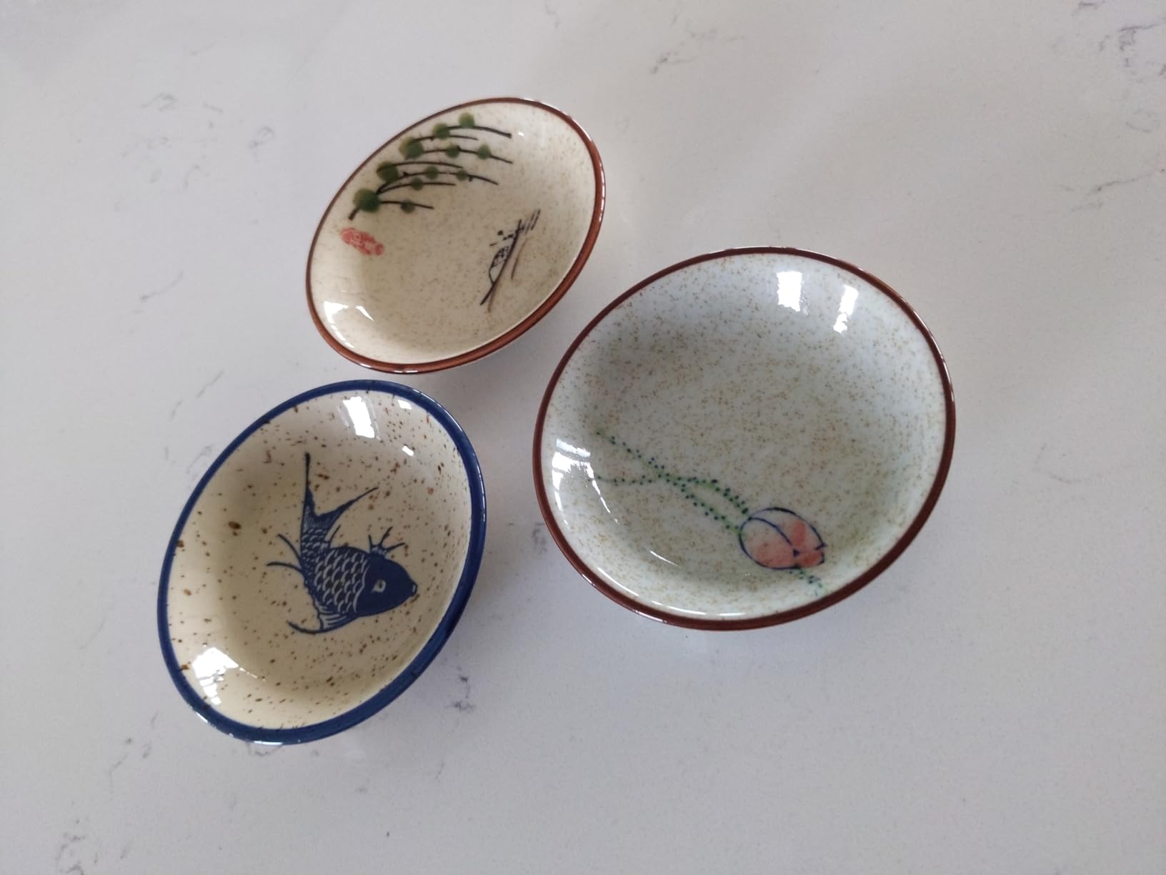 WHJY Japanese Retro Porcelain Side Dish Ceramic Side Dishes Bowl Seasoning Dishes Soy Dipping Sauce Dishes - Set of 5 customer photo 2