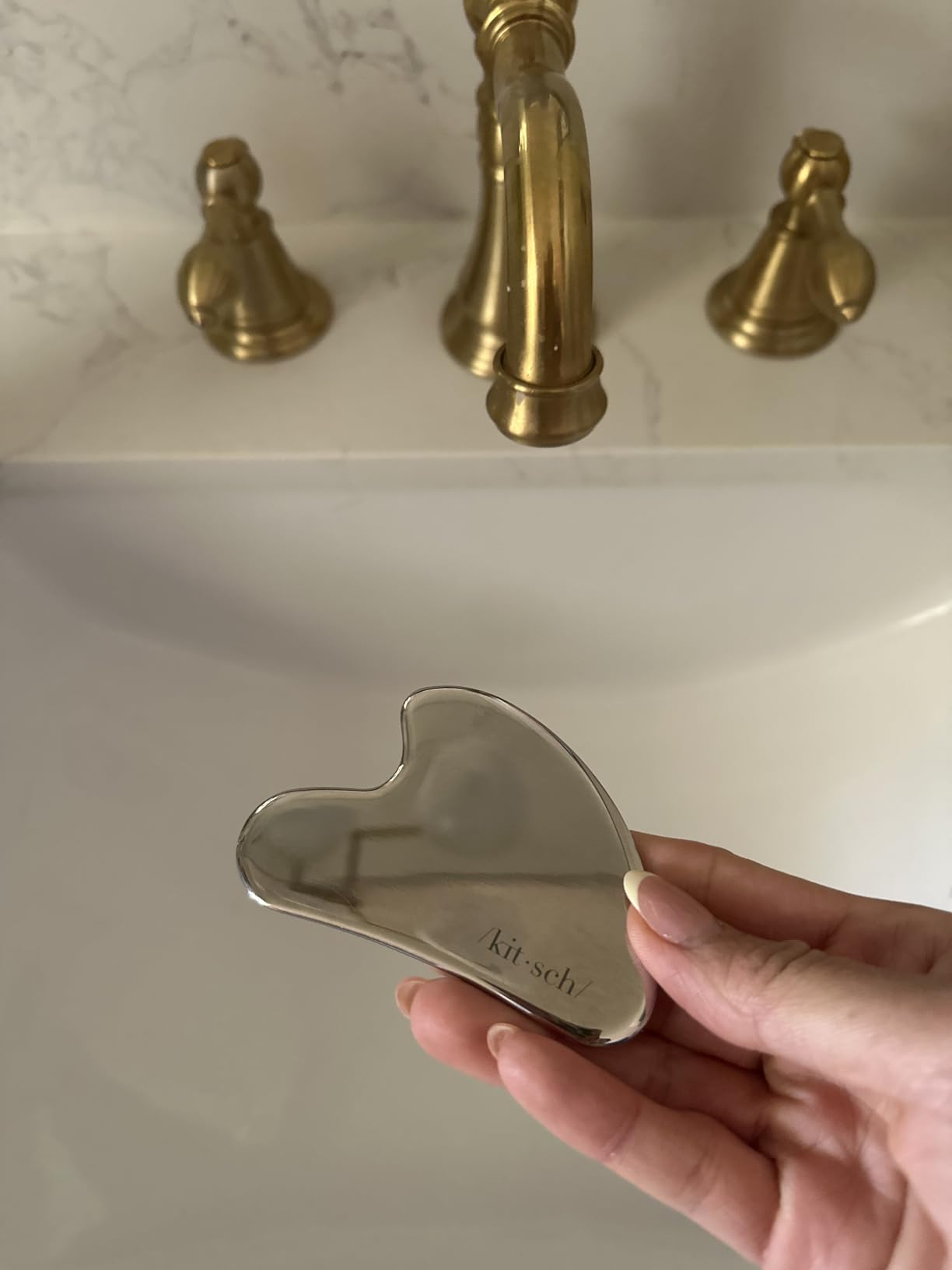 Kitsch Stainless Steel Gua Sha Facial Tools - Guasha Tool for Face, Face Sculpting Tool, Neck Massager, Double Chin Reducer Gua Sha Tools, Lymphatic Drainage Massager, Facial Skin Care - Silver customer photo 1