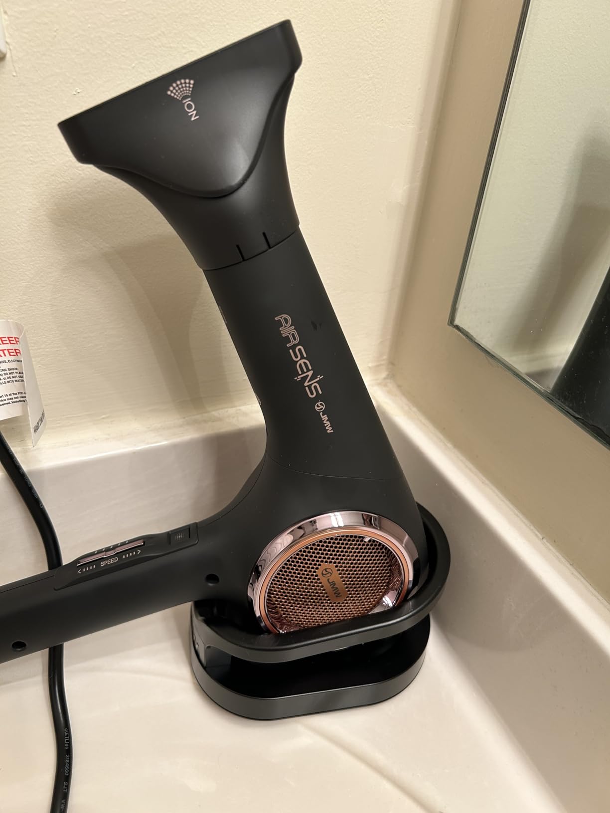 JMW Korean Professional Salon Hair Dryer AIR Sense I 15 Winds-3 Heat X 5 Speed Mix, 2 Nozzles & Dryer Stand, Upgrade BLDC Motor, 100% Cool Shot, Smart Memory, Fast Drying, Quiet and Long-Lasting customer photo 1