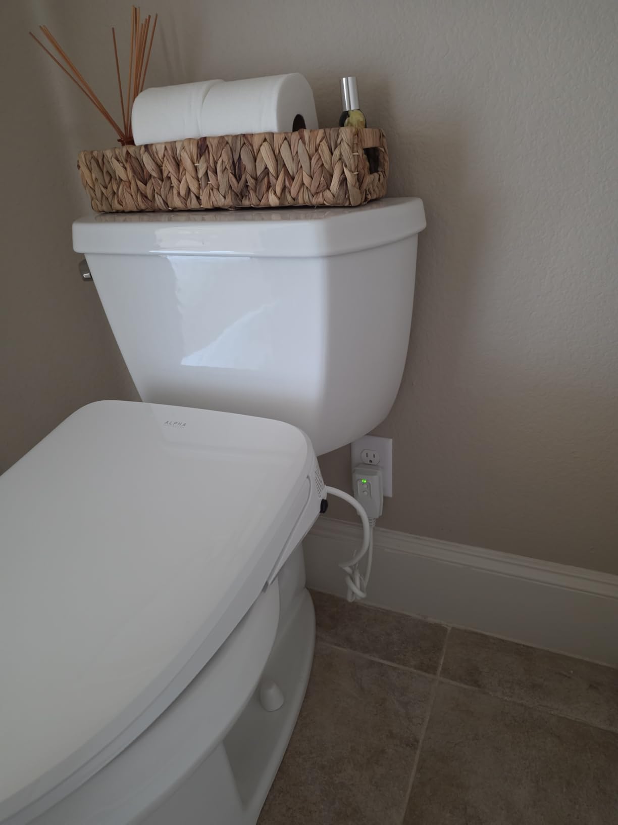 ALPHA BIDET UX Pearl Bidet Toilet Seat in Elongated White | Ultra Low Profile | Endless Warm Water | Arced Stainless Steel Nozzle | LED Nightlight | Dryer | Deodorizer | 3 Year Warranty customer photo 2