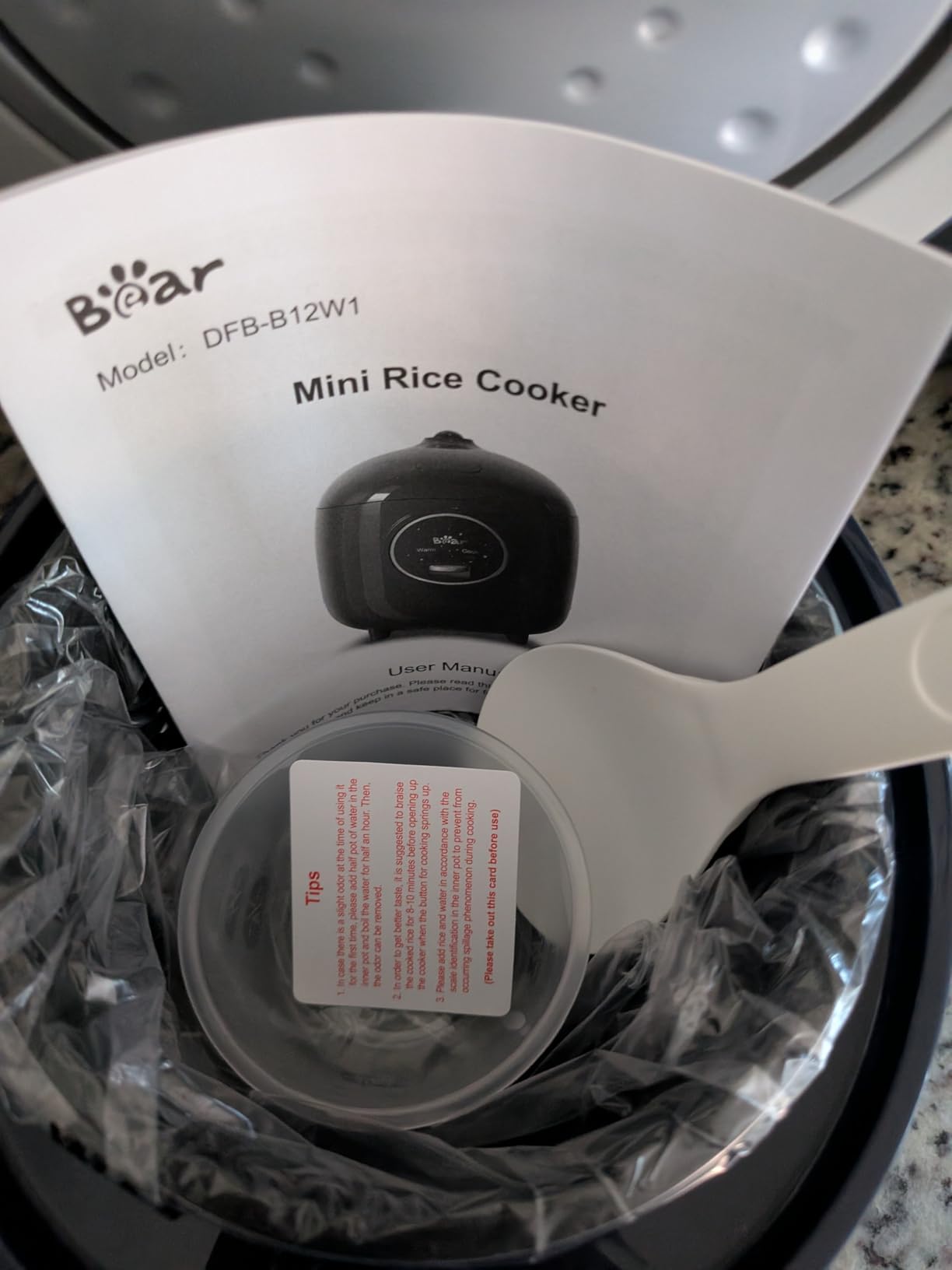 Bear Mini Rice Cooker, 2-Cup Uncooked, Nonstick, Keep Warm, BPA Free, Blue | Portable 1.2L small rice cooker for travel, dorm, single serve, One-touch operation, Removable pot, Auto keep warm customer photo 2