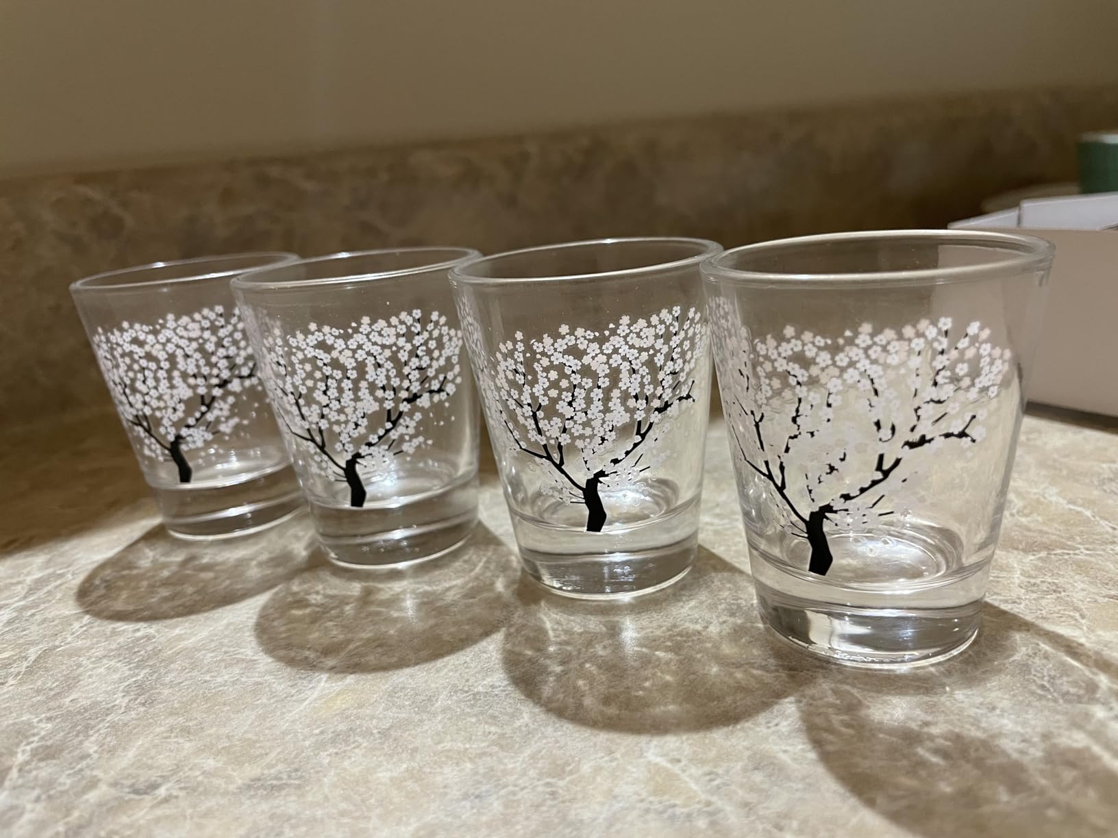 APROFAMILY Emotional Korean Soju Glass Cup with Changing Cherry Blossom Color 4pcs Set Whiskey, tequila, sake, and other alcoholic beverages are available (SOJU(4PCS)) customer photo 2