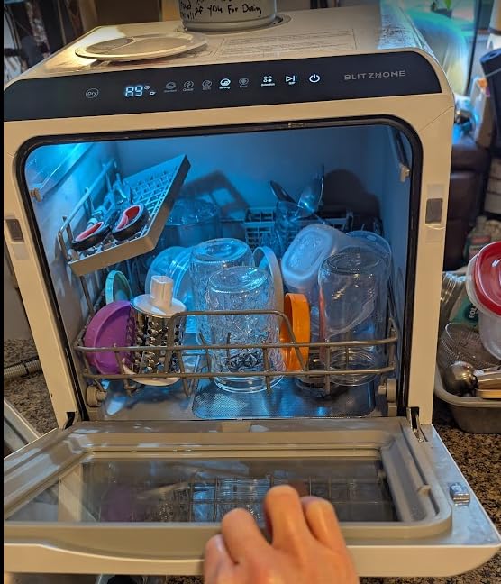 BLITZHOME Portable Dishwasher Countertop, WIFI Smart Dishwasher, Compact Dishwashers with 5L Built-in Water Tank, 6 Programs, 360° Dual Spray, High-Temp& Air-Dry Function, Fruit Cleaning customer photo 2