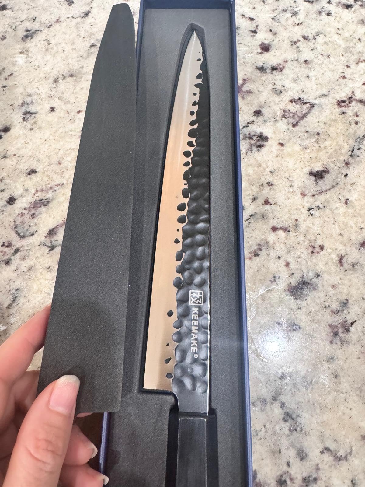 KEEMMAKE Sushi Knife Japanese Sashimi Knives 10 Inch, 440C Stainless Steel Yanagiba Knife, Kitchen Chef Knives with G10 Rosewood Handle for Cutting Sushi & Sashimi, Fish Filleting customer photo 2