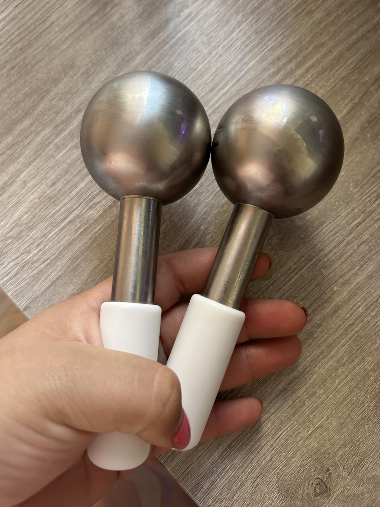 Ice Globes for Face & Eyes, Unbreakable Stainless Steel Cryo Sticks for Beauty Routines, Facials Cold Roller Cooling Globes for Puffiness, Wrinkles, Dark Circles, Headaches | Beauty Routine, Facial Massage, Ice Facial Treatment, Under Eye Care, Cooling Therapy, Puffiness Relief, Beauty Tool customer photo 1
