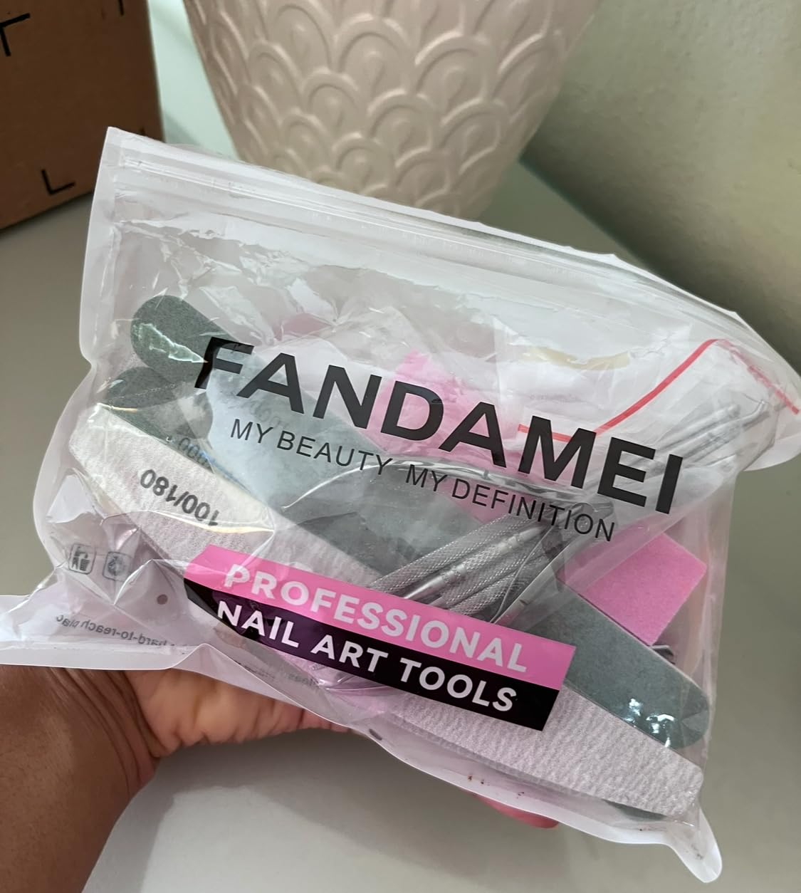FANDAMEI Nail Care Kit, Nail Files 100/180, Nail Buffer Block, Cuticle Nippers, Cuticle Trimmer, Cuticle Pusher, Nail Tools, Pedicure & Manicure Tools customer photo 1