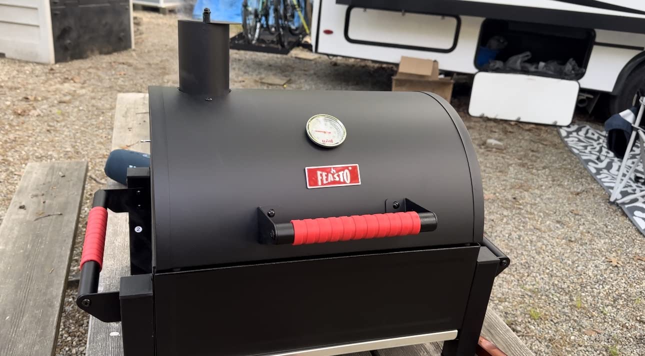 Feasto Portable Tabletop Charcoal Grill, 354 sq.in Cooking Area with Cast Iron Grates & Temp Gauge customer photo 1