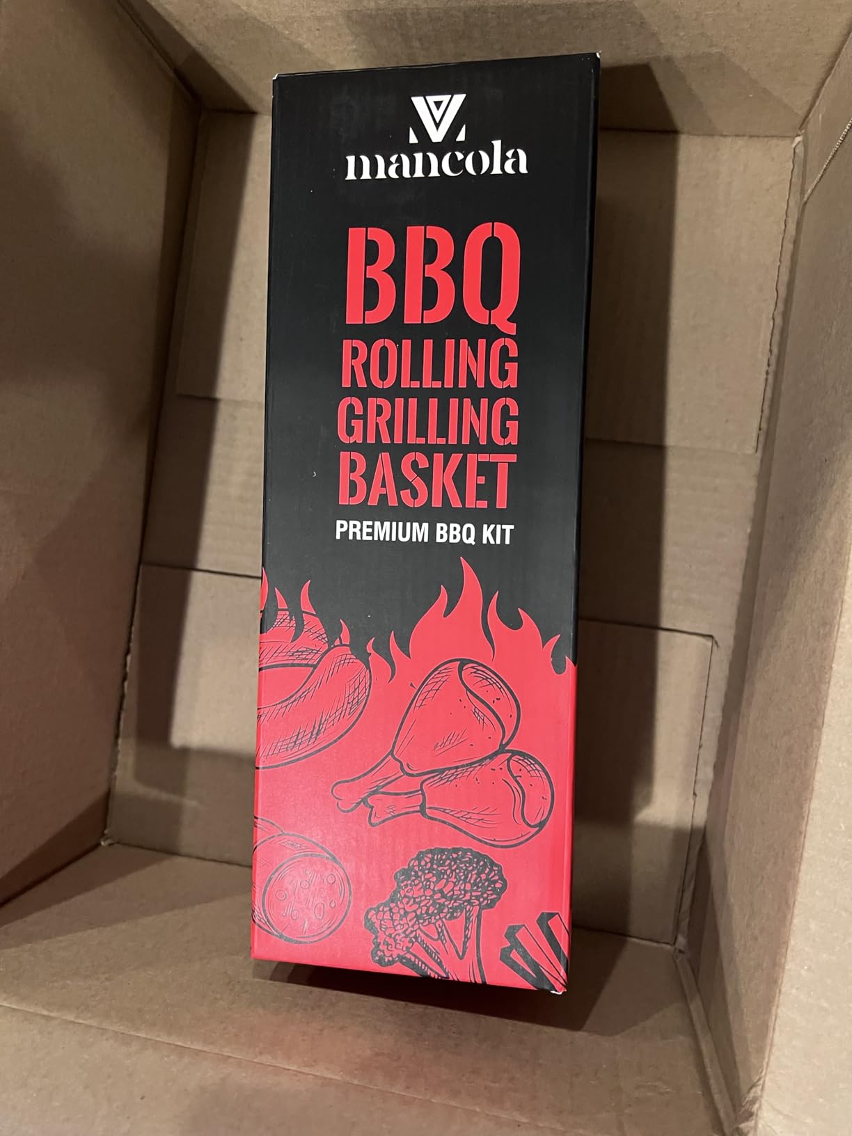mancola BBQ Net Tube-Rolling Grilling Basket, Round Stainless Steel BBQ Grill Mesh, Camping Barbecue Rack for Vegetables, French Fries, Fish customer photo 2
