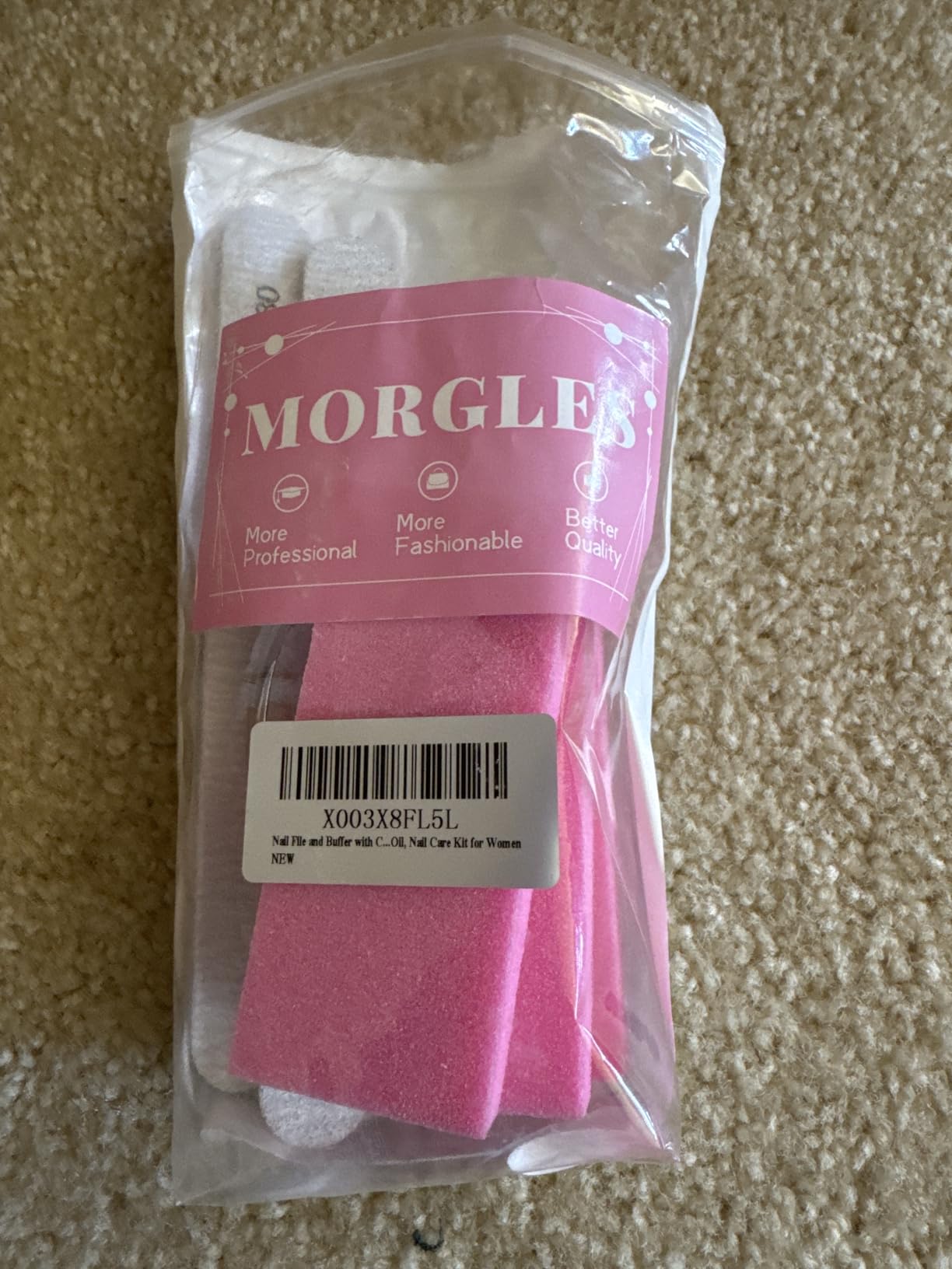 MORGLES Nail File and Buffer Blocks with Nail Care Kit, 13 Pcs Manicure Kit for Women with Milk and Honey Cuticle Oil and Cuticle Trimmer Set customer photo 1