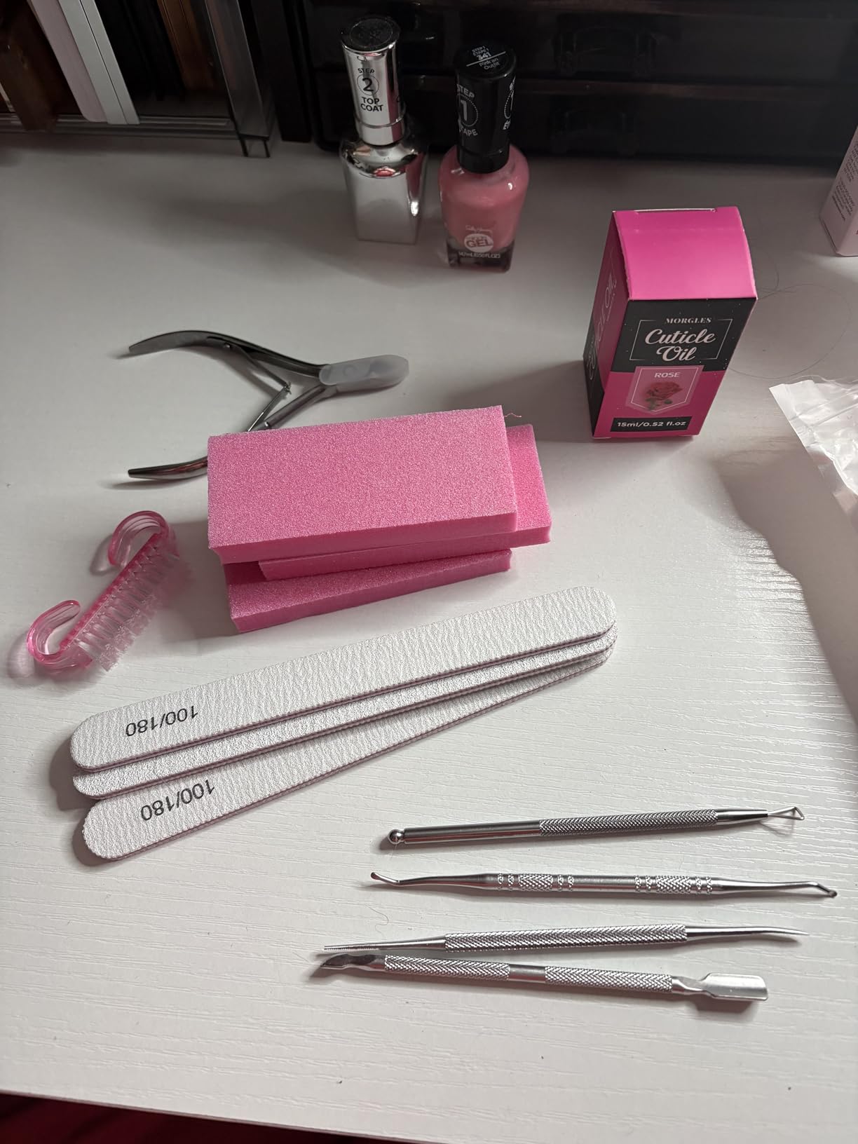 MORGLES Nail File and Buffer Blocks with Nail Care Kit, 13 Pcs Manicure Kit for Women with Milk and Honey Cuticle Oil and Cuticle Trimmer Set customer photo 2