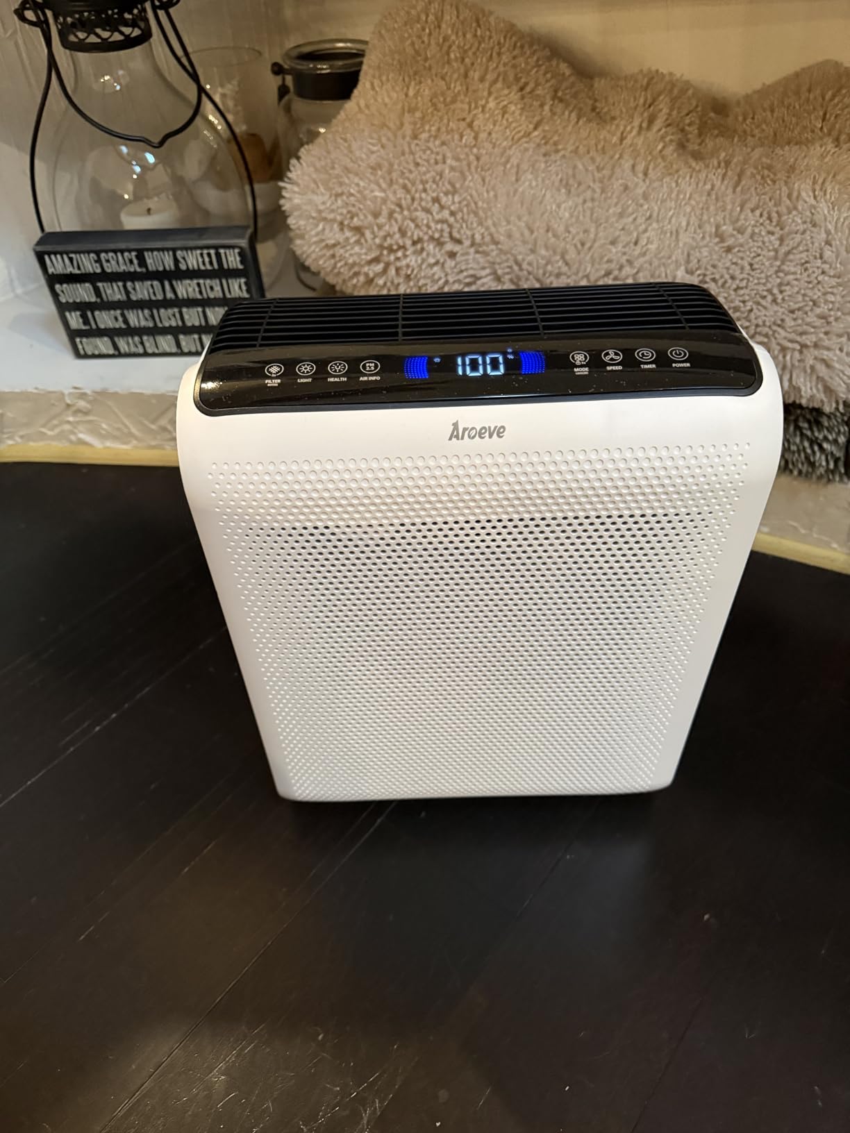 AROEVE Air Purifiers for Bedroom Home Large Room Up to 1504 Ft², 5 Layer Filter for Smoke Pollen Allergies Pet Dander Odor, Air Quality Monitor, Sleep Mode, Timer for Office, Dorm, Kitchen, MK07 White customer photo 2
