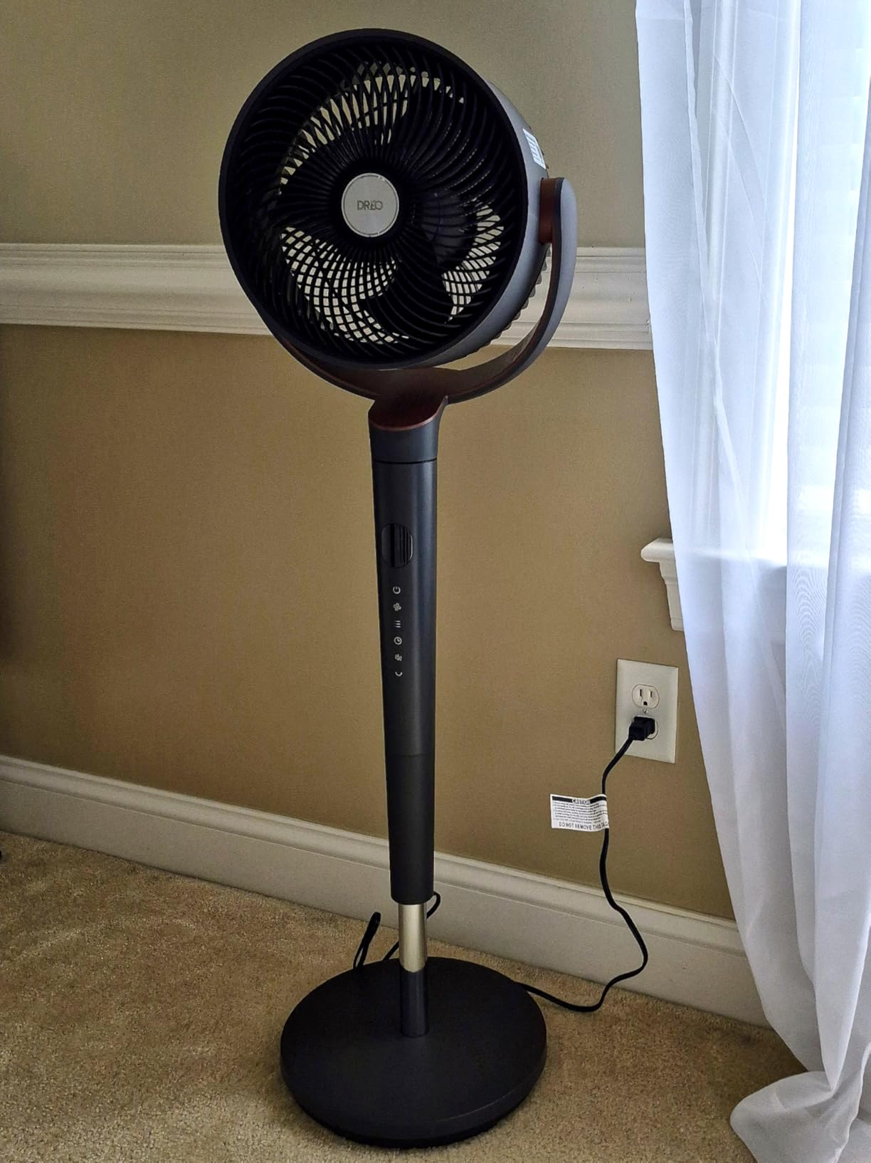 DREO Pedestal Fan for Bedroom, 100ft Airflow, Quiet DC Motor Standing Fan | 9 Speeds & 4 Modes, 120° Manual Vertical Tilt Floor Fan, 37-42