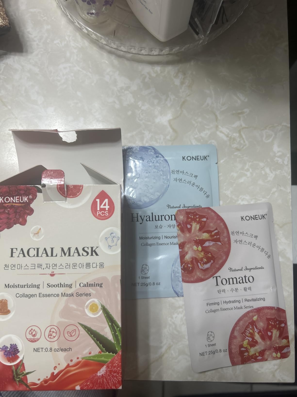 KONEUK 14 Pack Sheet Face Masks Skincare, Hydrating Face Masks Suitable for Dry Skin, Bulk Facial Mask Set for Women Skin Care, Face Mask Gifts Set for Face Spa customer photo 2