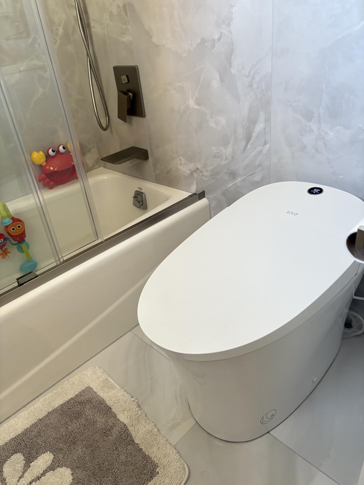 EPLO Tankless Smart Toilet Bidet, Auto Open/Close lid, Blackout Flush, Heated Seat, Dual Auto Flush, Foot Sensor Operation, LED Display, One Piece Elongated Modern Bidet Toilet Combo G20 customer photo 1