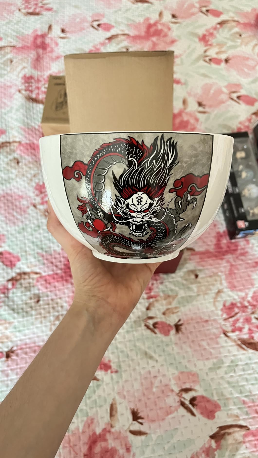 Hagary Dragon Rice Bowls Ceramic Bowl Japanese Korean Soup Bowl Pasta Salad Dessert Small Serving Bowls Housewarming Wedding Gifts Designed in Korea (No chopsticks) (Black, 10 oz - 4pcs) customer photo 1