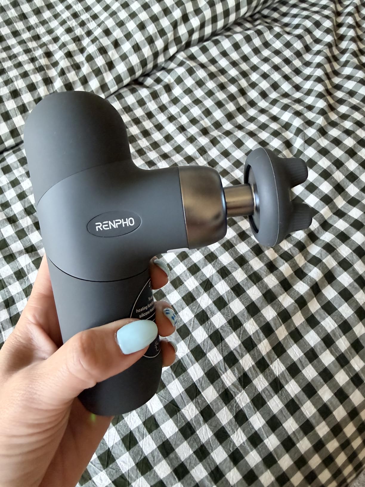 RENPHO Mini Thermal Massage Gun with Heat, Color Silicone Casing, 4 Speeds | Portable, Ultra-Quiet Mini Massage Gun, 4 Heads, Neck, Back Muscle Comfort, Carry Case, Home, Office, Travel Use, Gift Idea customer photo 1