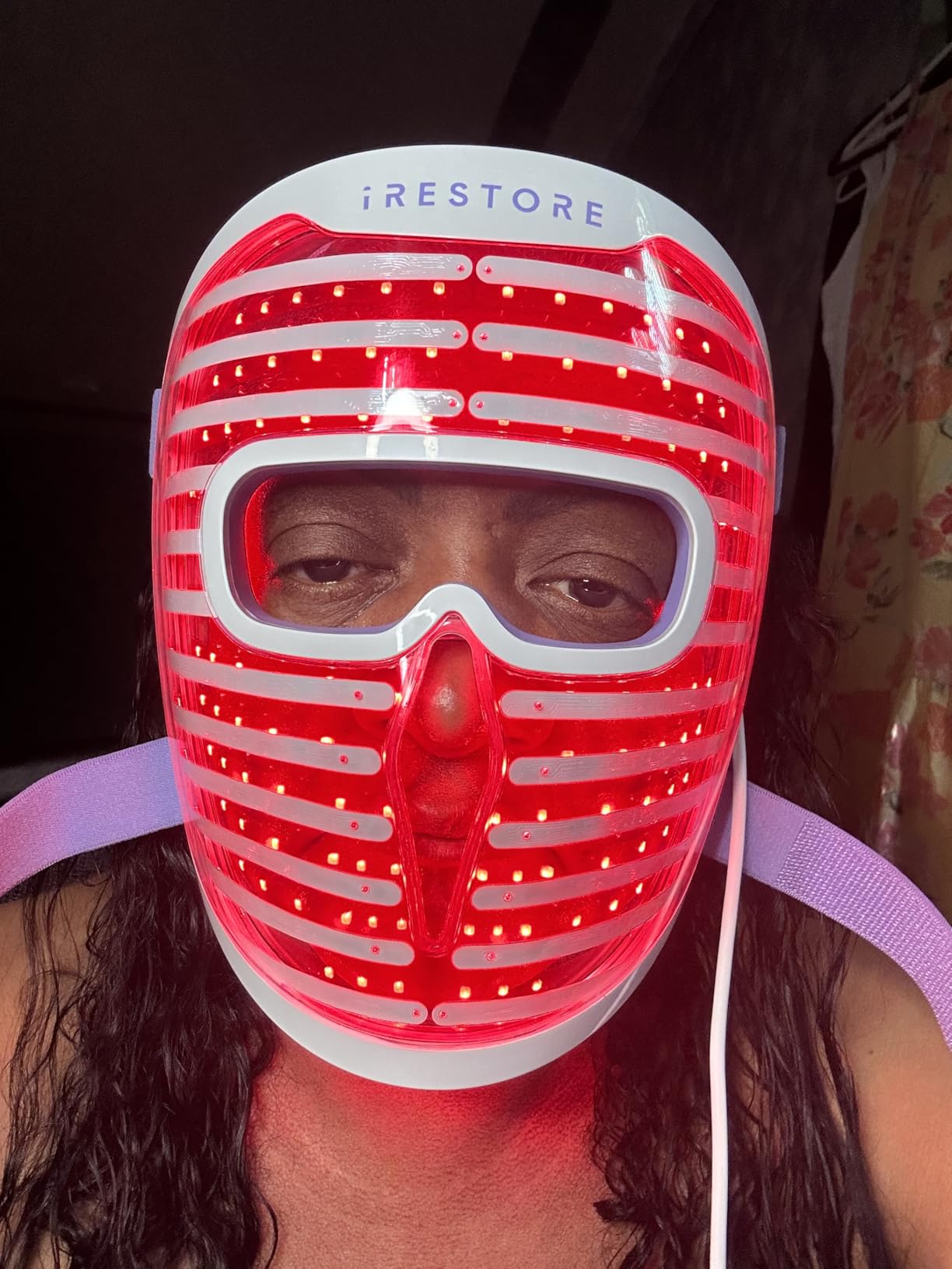 iRestore LED Face Mask for Youthful Skin, Red Light Therapy for Face, Red, Blue & Infrared Therapy for Wrinkles, Fine Lines, Dark Spots with 360 LEDs, Skincare Device for Women & Men customer photo 1