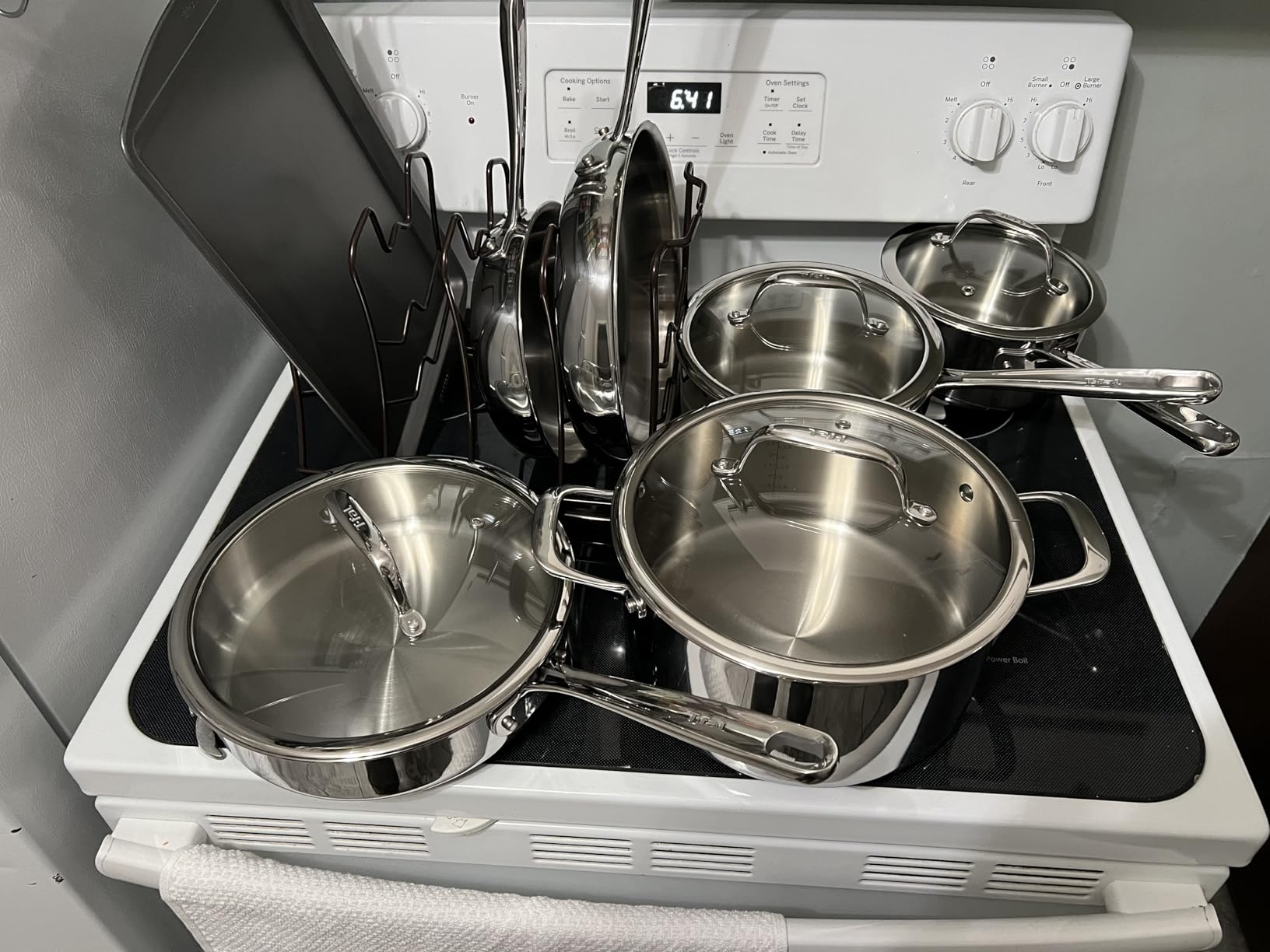 T-fal Pro Tri-Ply Stainless Steel Cookware Set 13 Piece Induction Compatible, Oven Safe 500F, Lids 350F, Fast & Even Heat, Pots and Pans Set, Professional Quality, Kitchen Essentials, Silver customer photo 1
