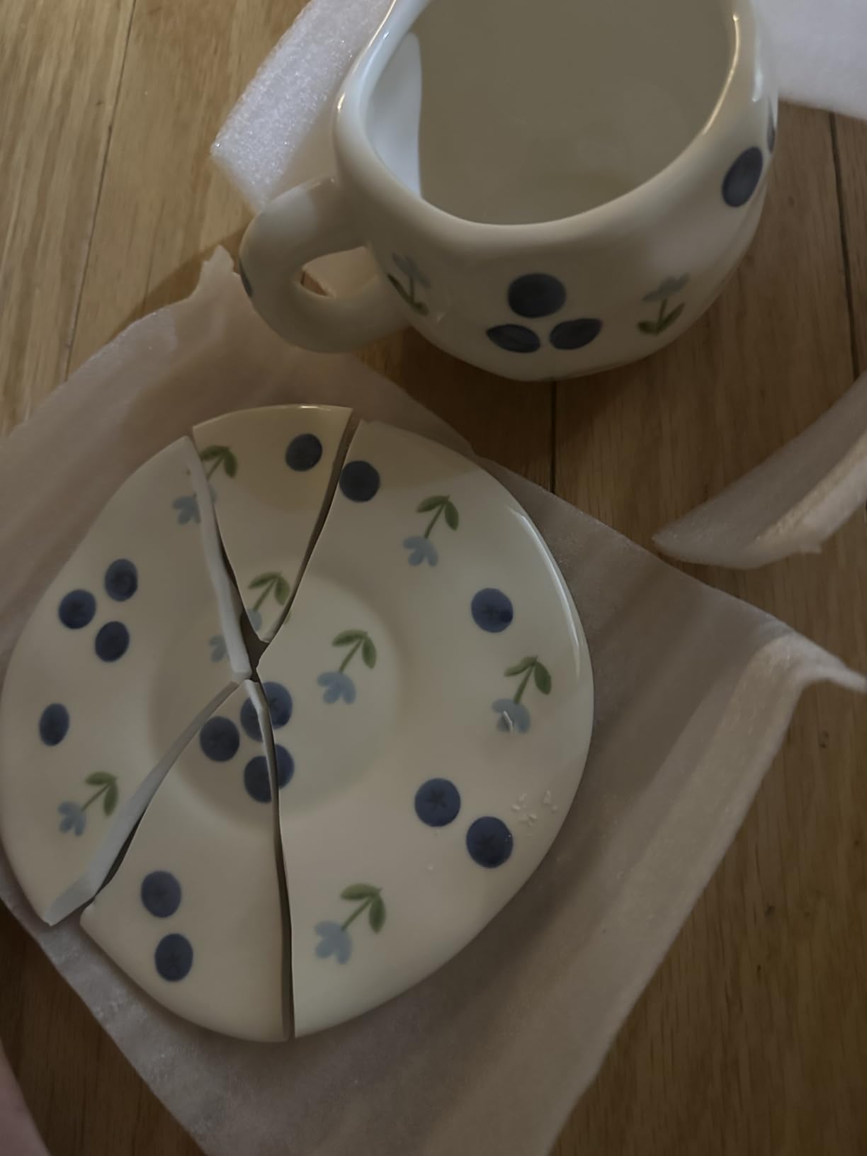 TREEWOO Hand Painted Blueberry Ceramic Coffee Cup and Saucer Set, 250ml/8 oz, Korean Style, Hand Pinched Irregular Cappuccino Latte Tea Cup customer photo 1