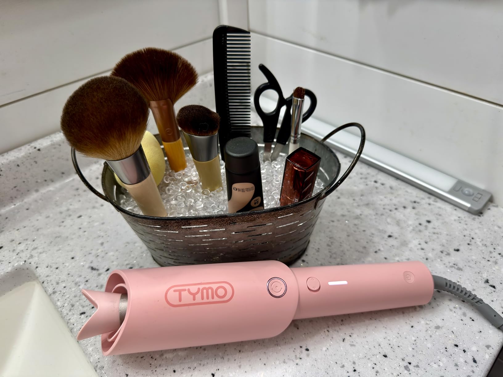 TYMO Automatic Rotating Curling Iron - TYMO CURLPRO Beach Waves Curling Wand, Portable Hair Curler, 500 Million Ionic, Dual Voltage & Lightweight for Travel, Ceramic Coating, 1 Inch, Metallic Gray customer photo 2