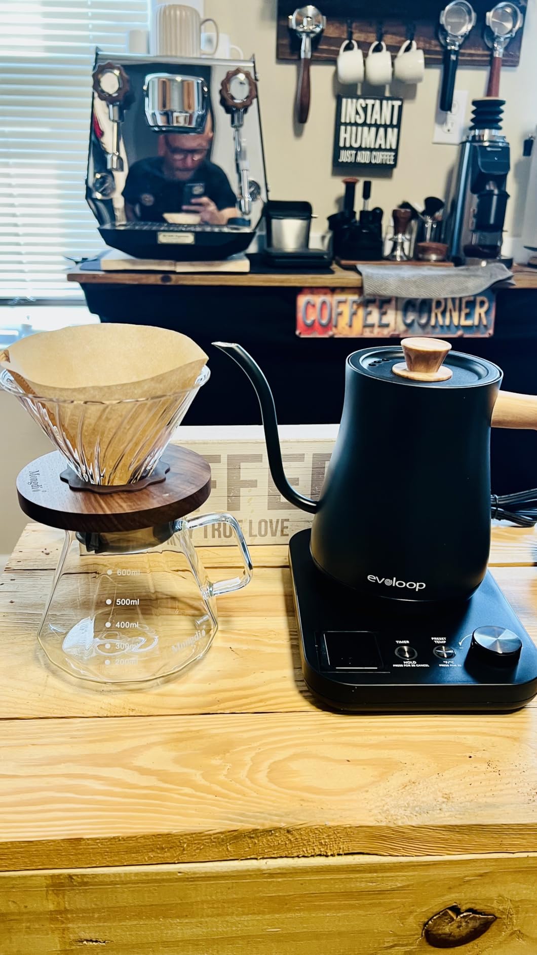 Mongdio Pour Over Coffee Maker, 20 oz High-Heat Borosilicate Glass Coffee Maker with 100pcs Paper Filters, 5 in 1 Drip Coffee Maker Set for Home Cafe Restaurant and Camping - 600ml, Clear customer photo 1
