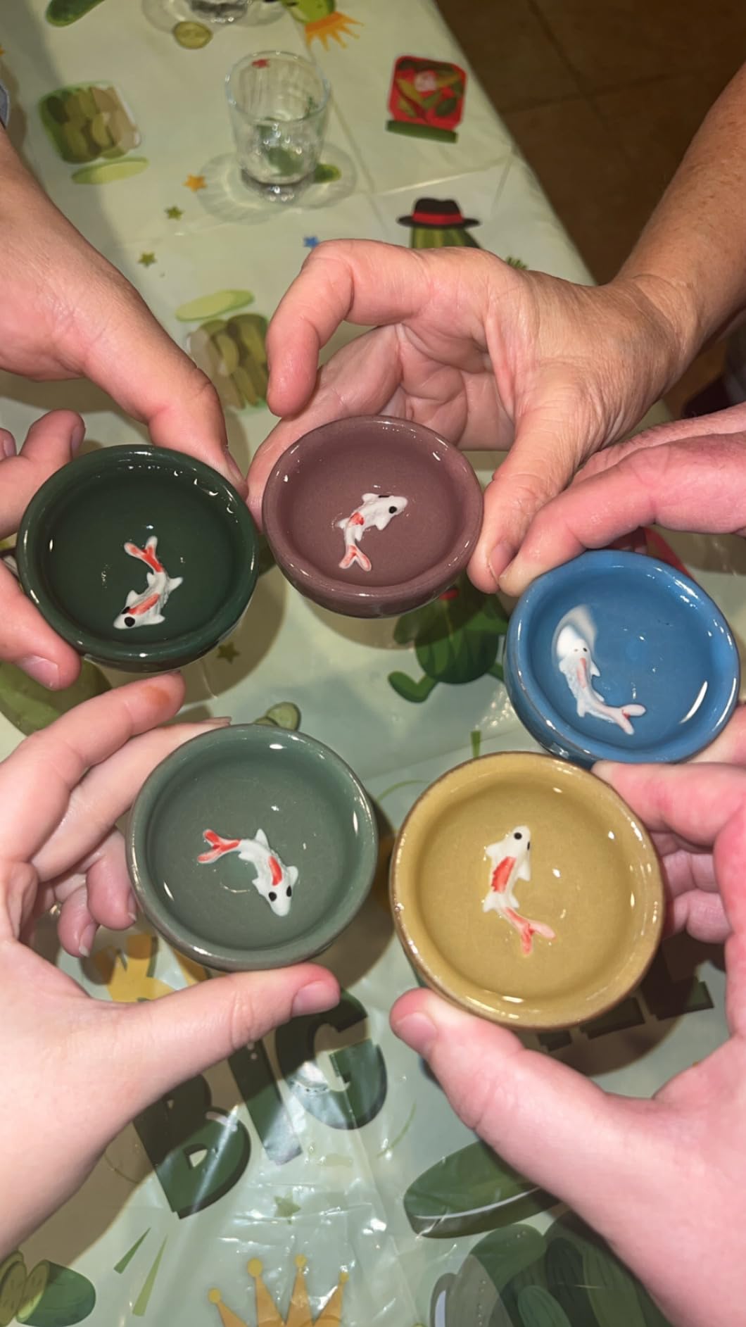 Skyley 6 Pieces Korean Soju Shot Glasses Sets Porcelain Cups Korean Ceramic Cups, Handcrafted Ceramic (Multicolor, Stylish Pattern) - Amazon's Choice customer photo 1
