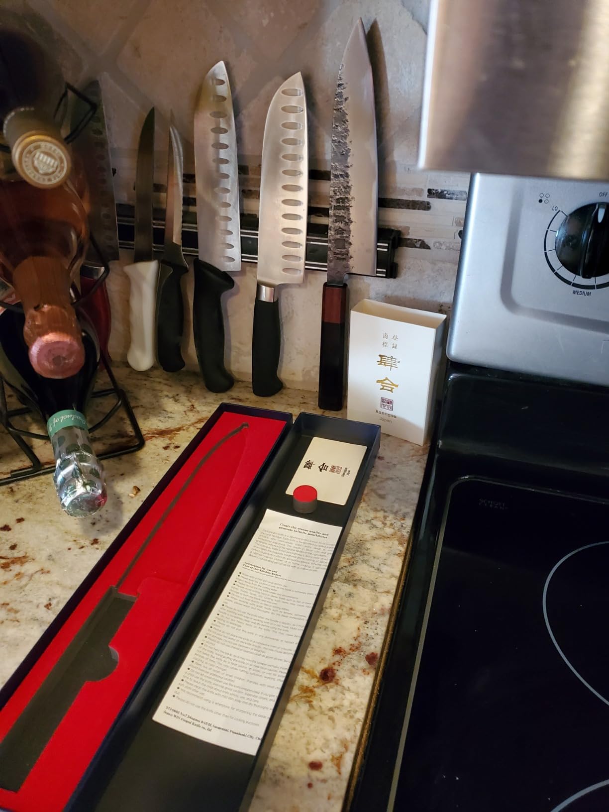 8.27 Inch Japanese Chef Knife, 210MM Black Forged Japanese Knife with Red Sandalwood and Ebony Wood Handle, Gyuto Chefs Knives with Premium Gift Box (WA Series) customer photo 1